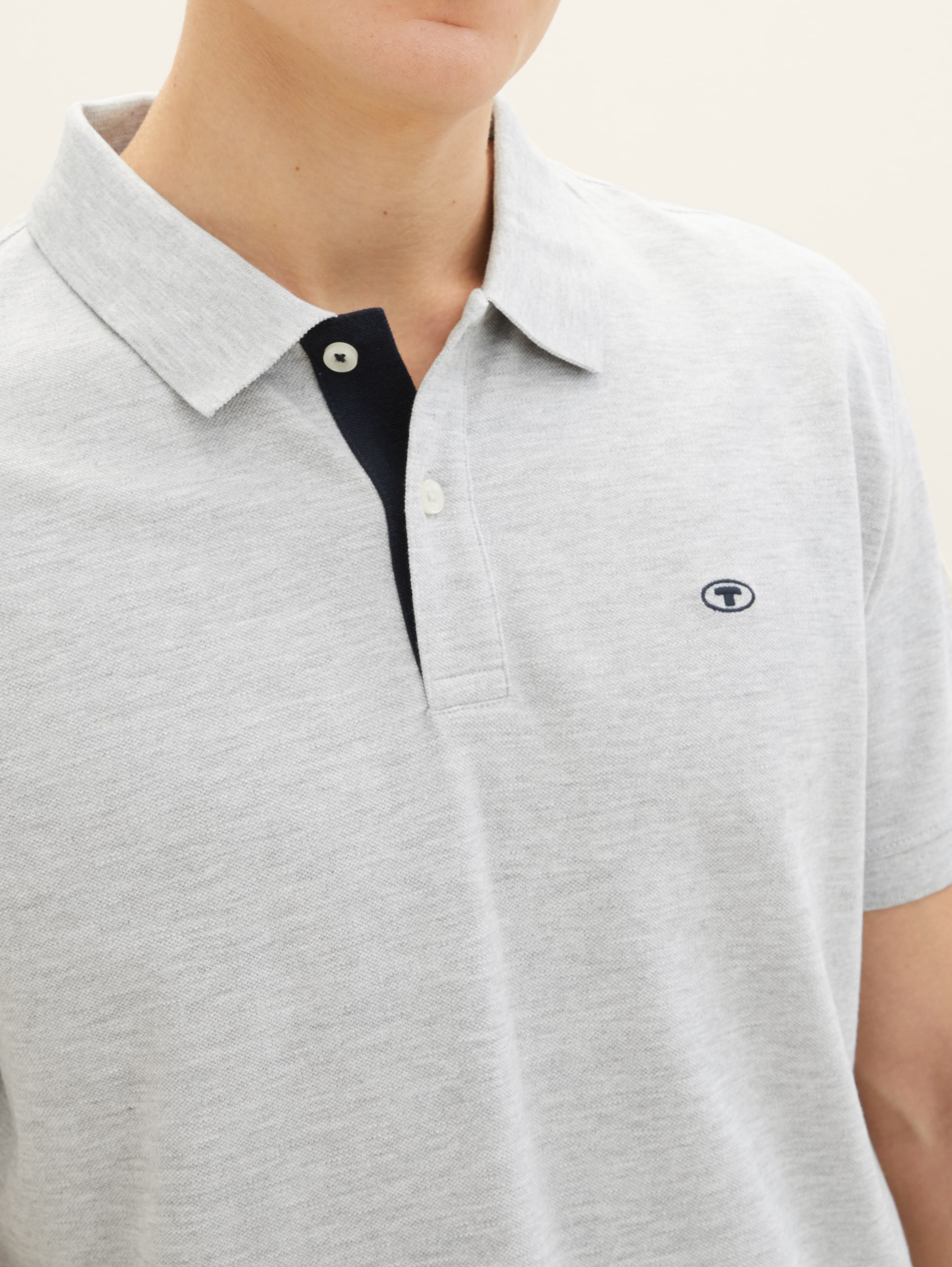 Piqué Poloshirt mit Logo-Stickerei - Grey Heather Melange