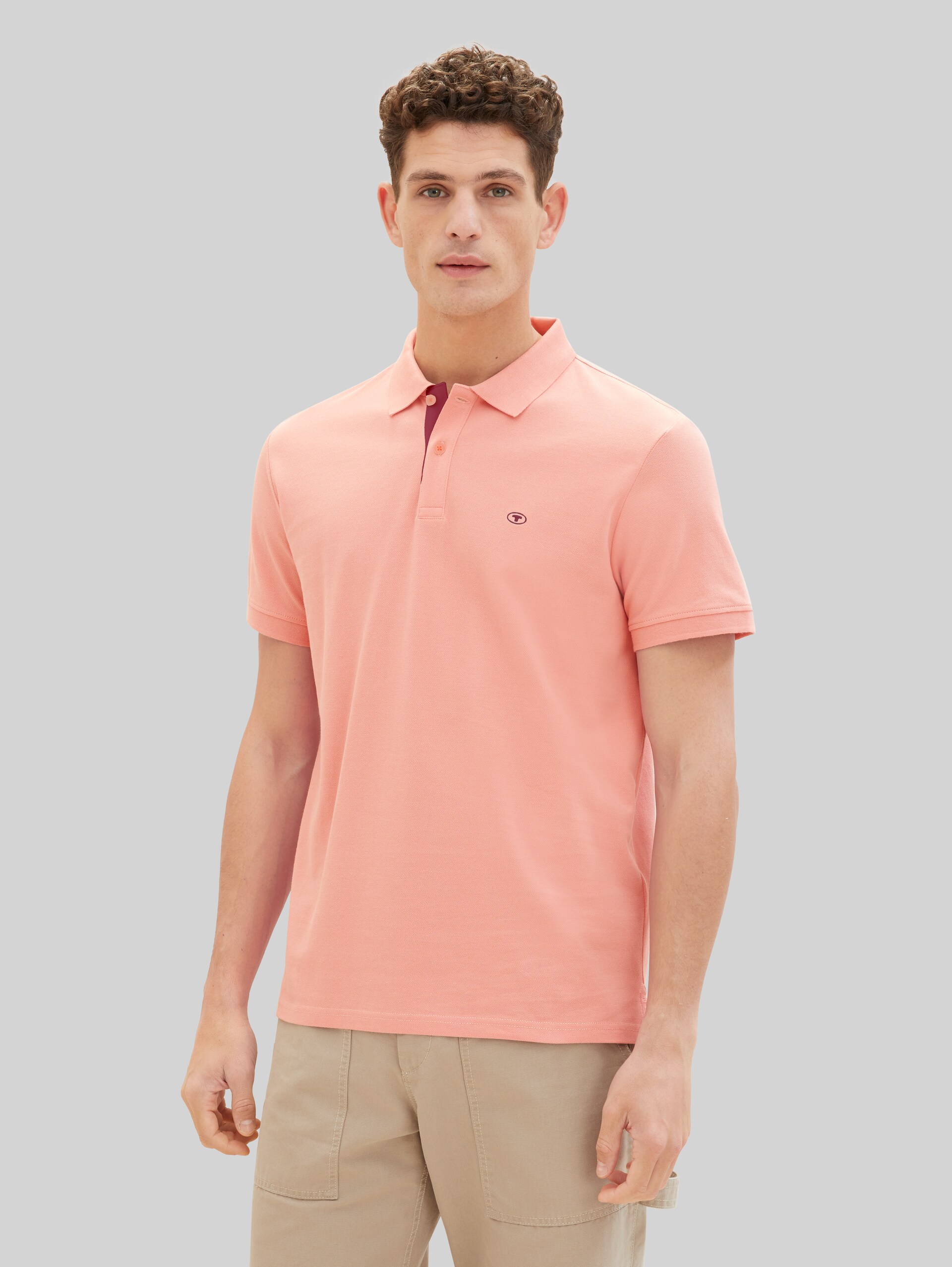Piqué Poloshirt mit Logo-Stickerei - Hazy Coral Rose