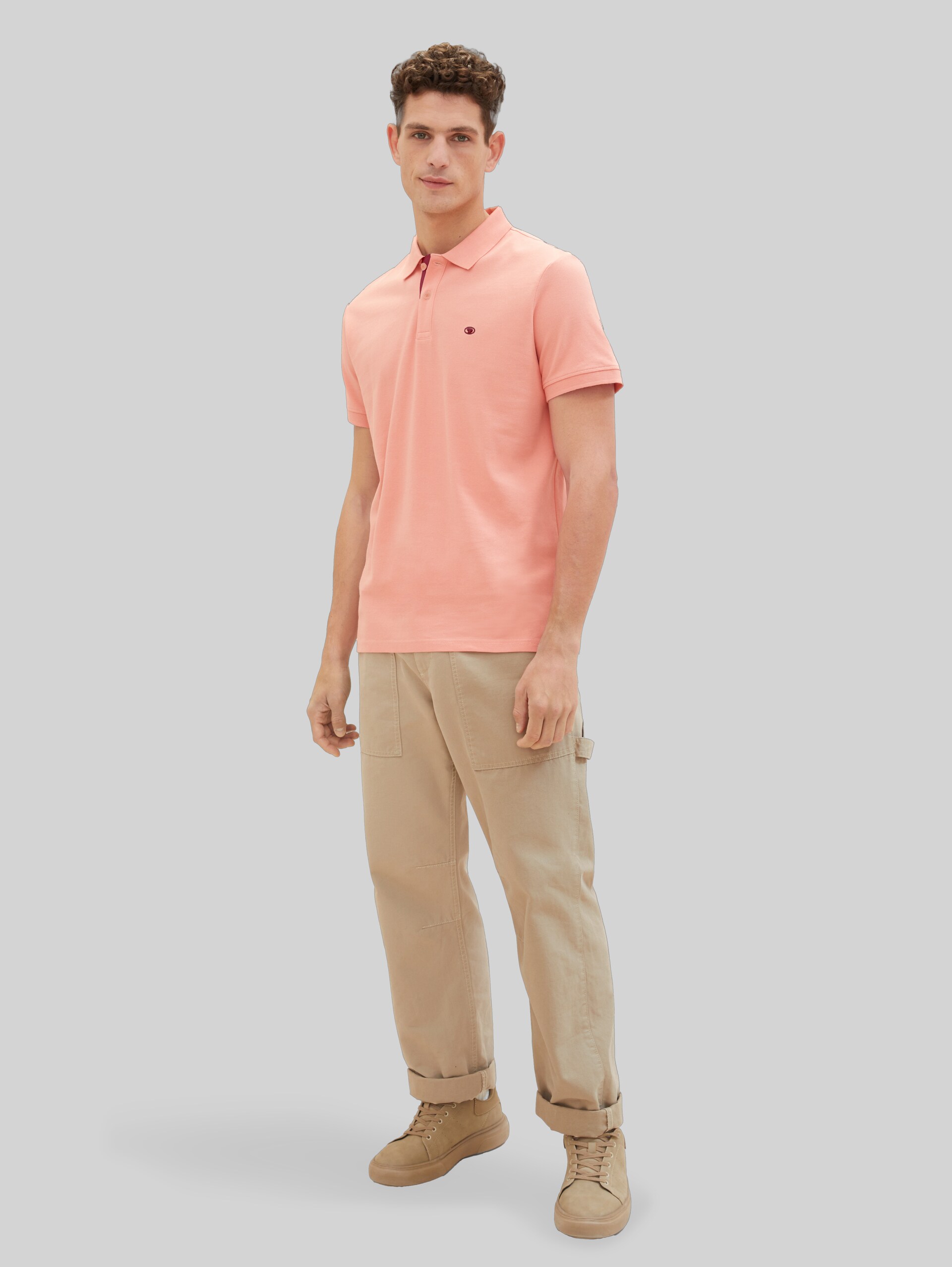 Piqué Poloshirt mit Logo-Stickerei - Hazy Coral Rose