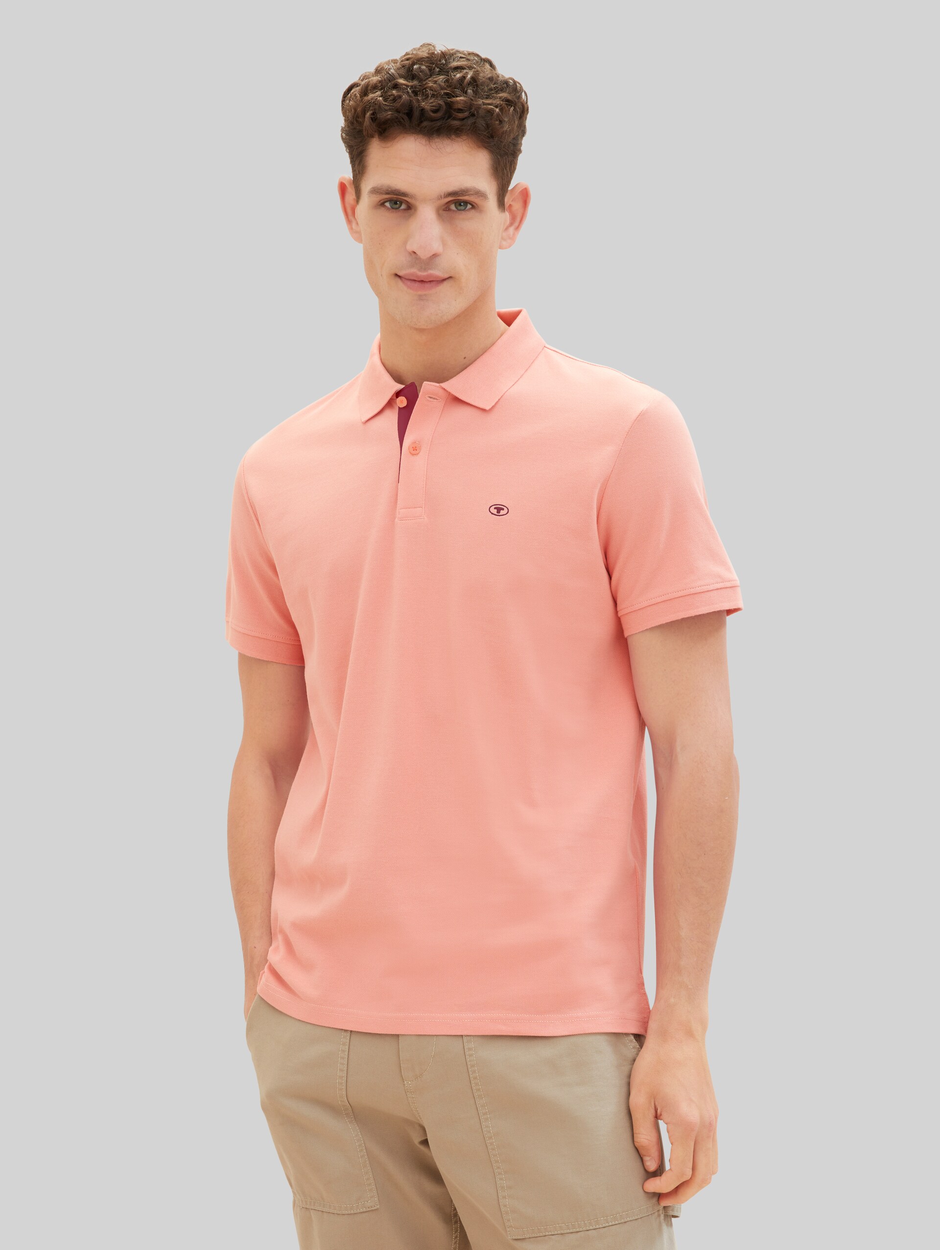 Piqué Poloshirt mit Logo-Stickerei - Hazy Coral Rose