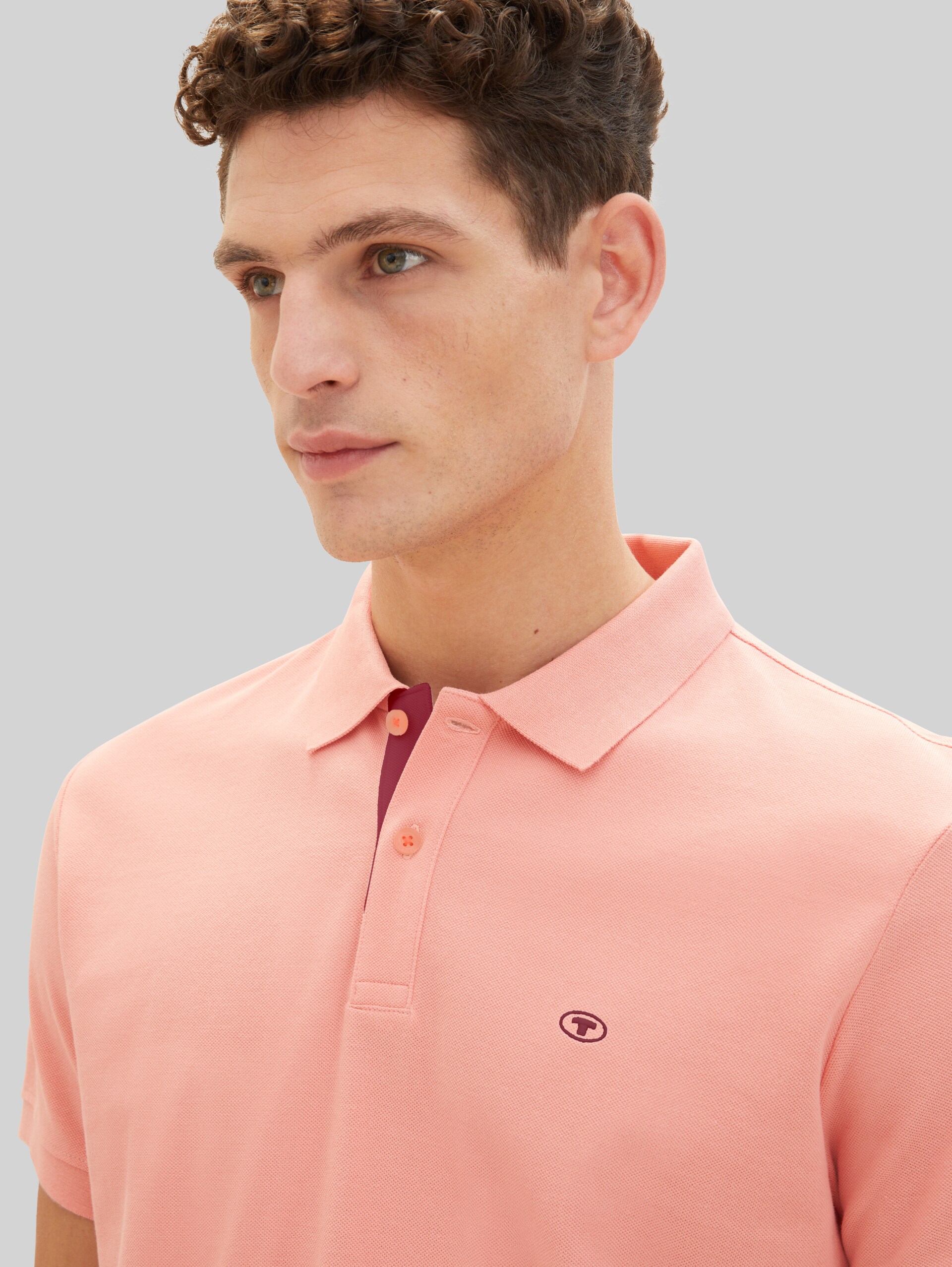 Piqué Poloshirt mit Logo-Stickerei - Hazy Coral Rose