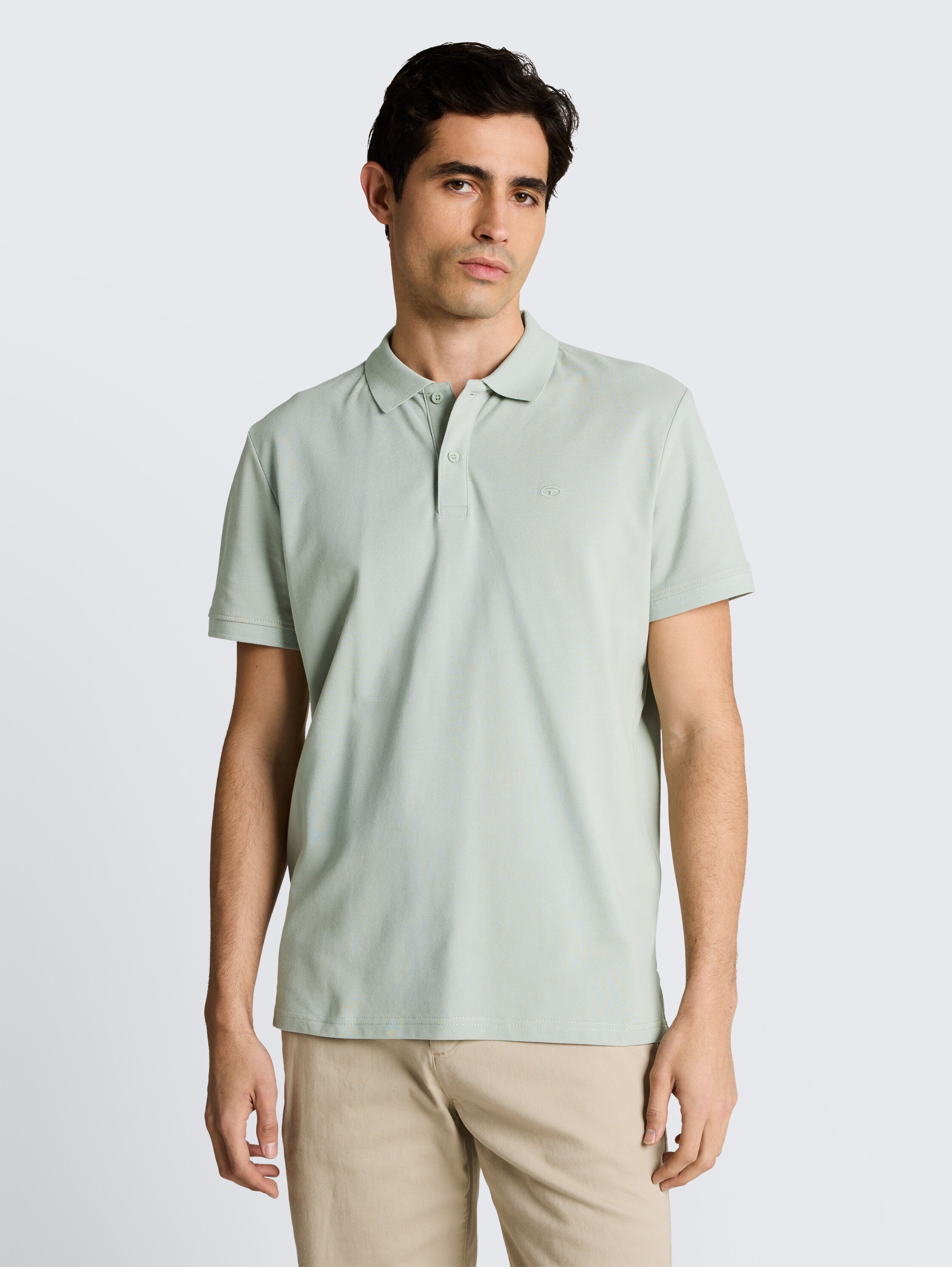 Piqué polo shirt with embroidered logo - soft_greyish_green_1 - 