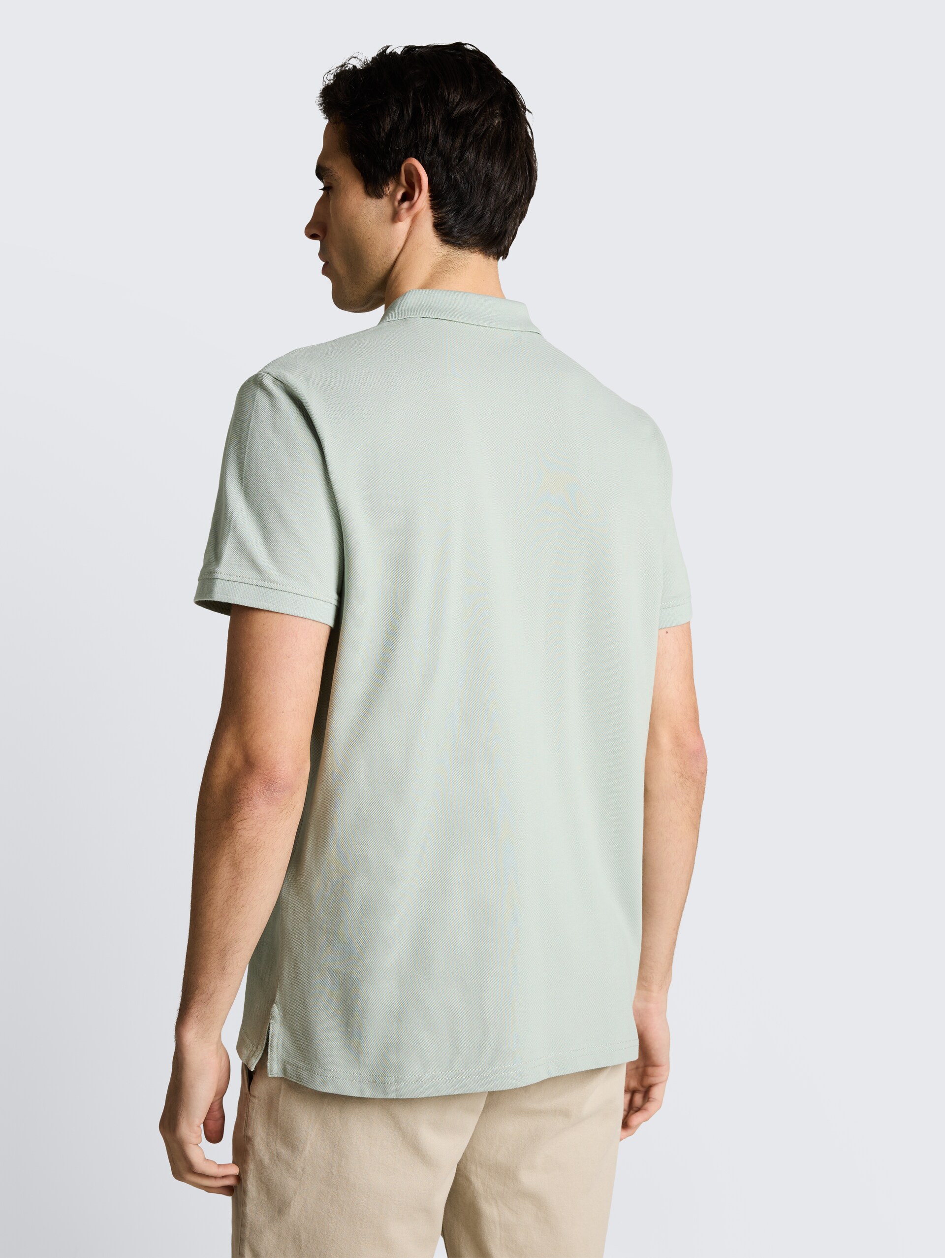 Piqué Poloshirt mit Logo-Stickerei - soft greyish green