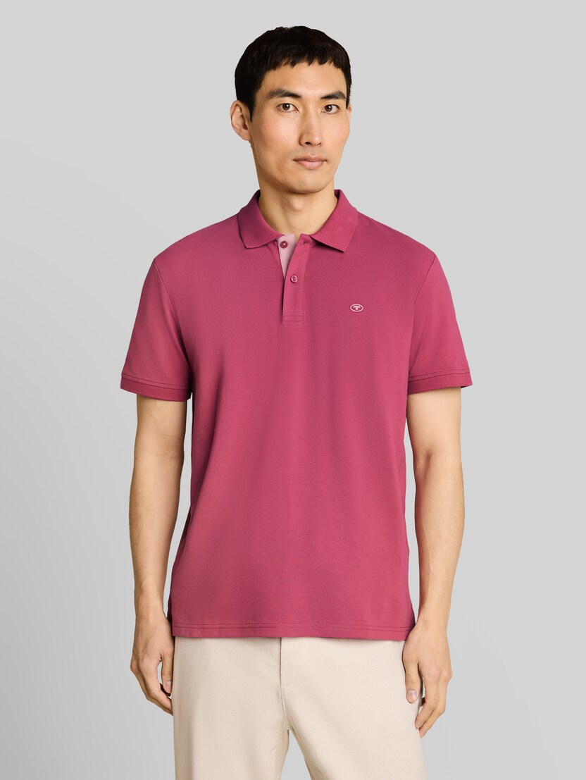 Piqué-poloshirt met geborduurd logo door Men, wine rose pink