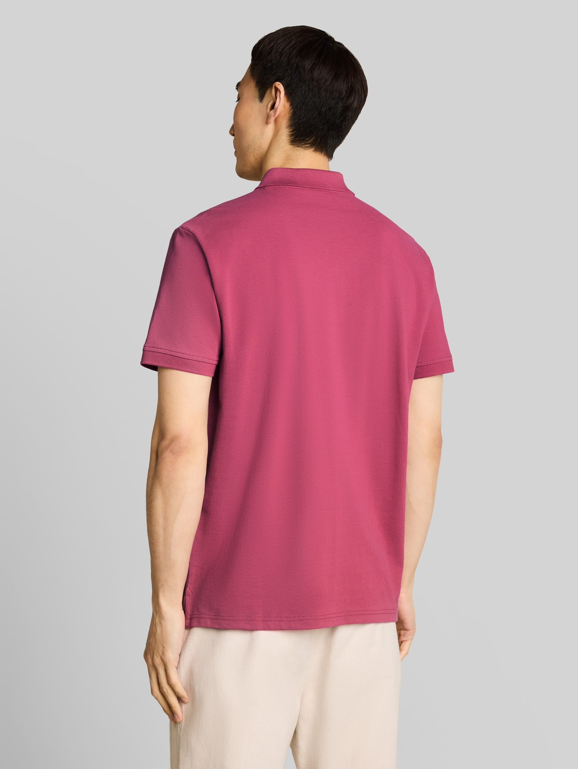 Piqué Poloshirt mit Logo-Stickerei - wine rose pink