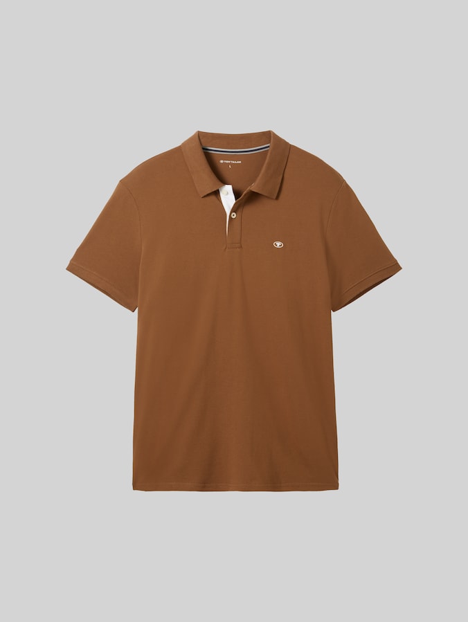 Piqué polo shirt with embroidered logo by Men, dark palm