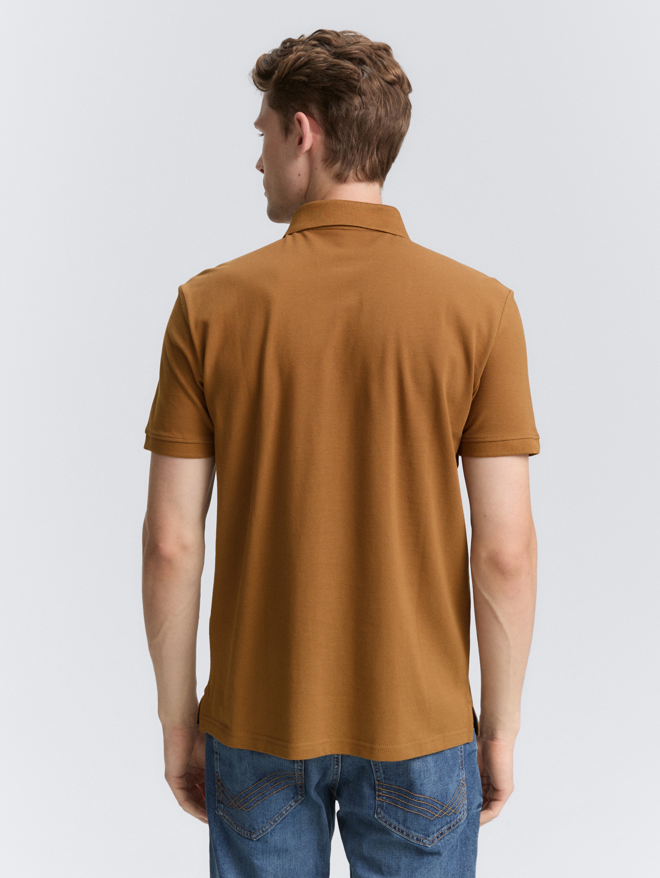 Cotton piqué polo shirt - deep_cognac - 