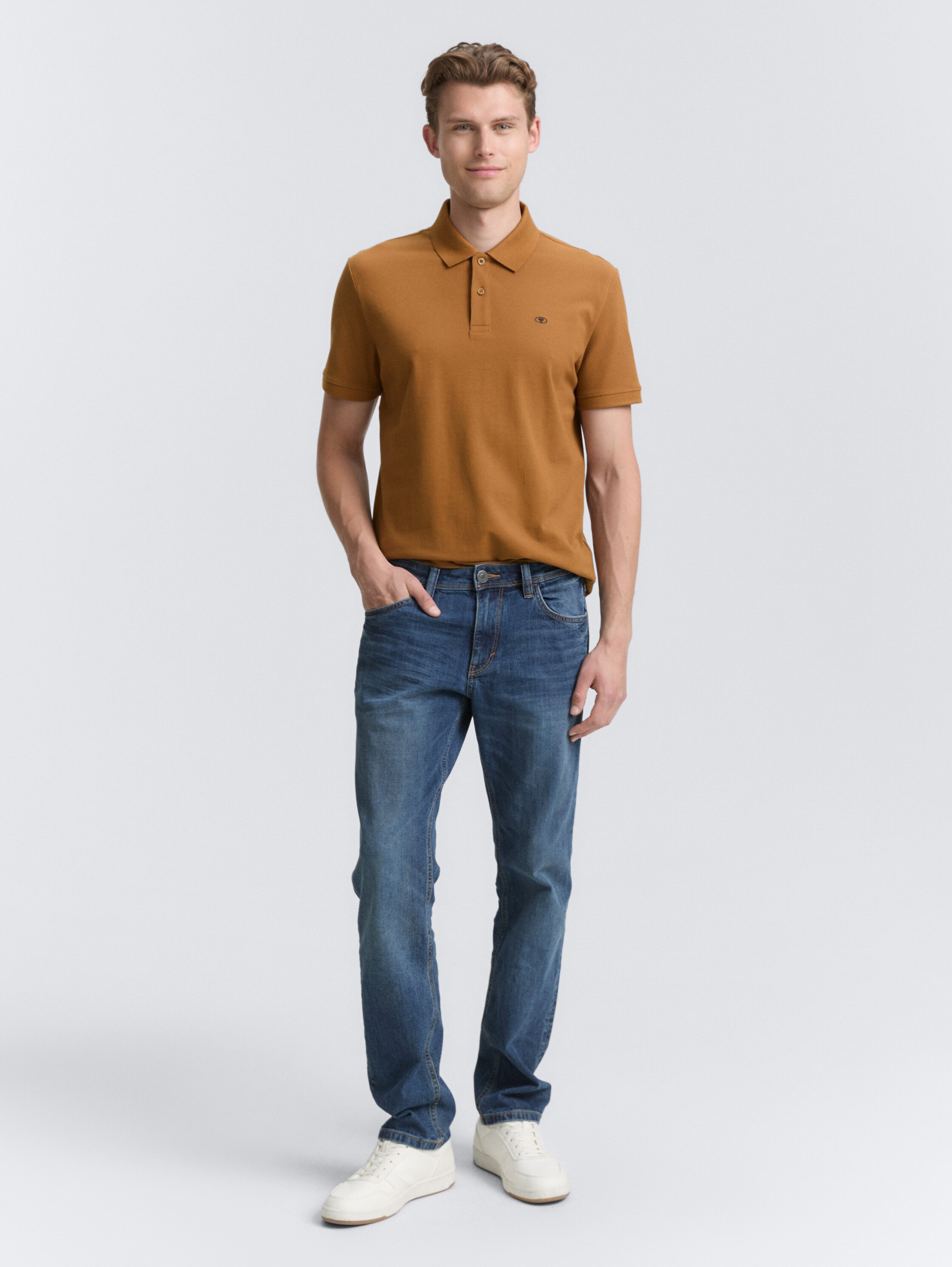 Cotton piqué polo shirt - deep_cognac - 