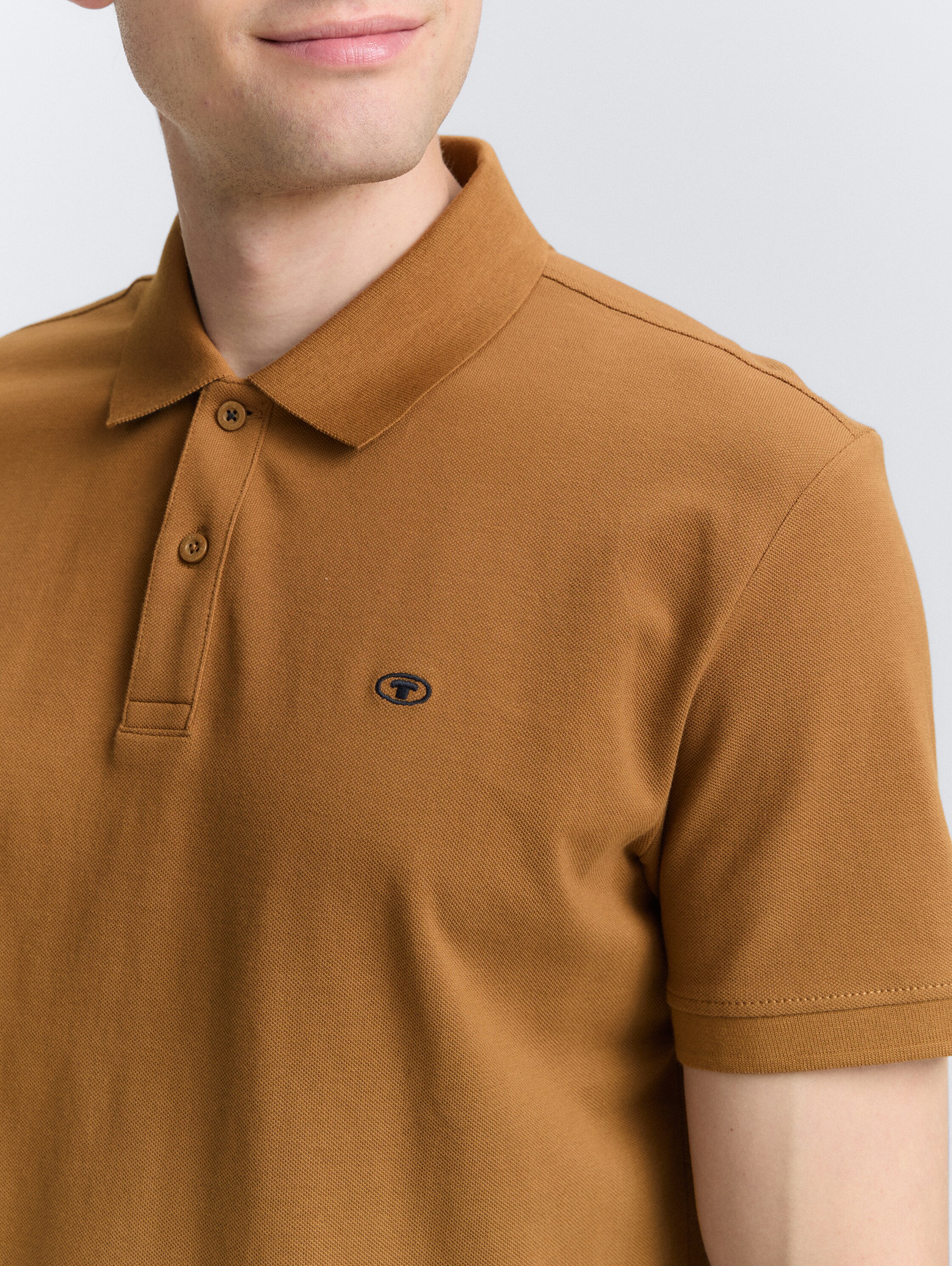 Cotton piqué polo shirt - deep_cognac - 