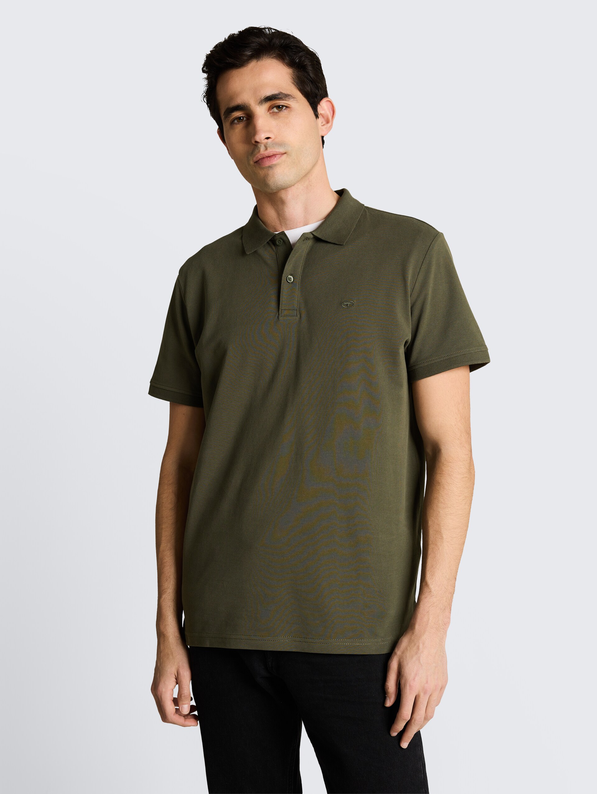 Piqué Poloshirt mit Logo-Stickerei - deep leaf green