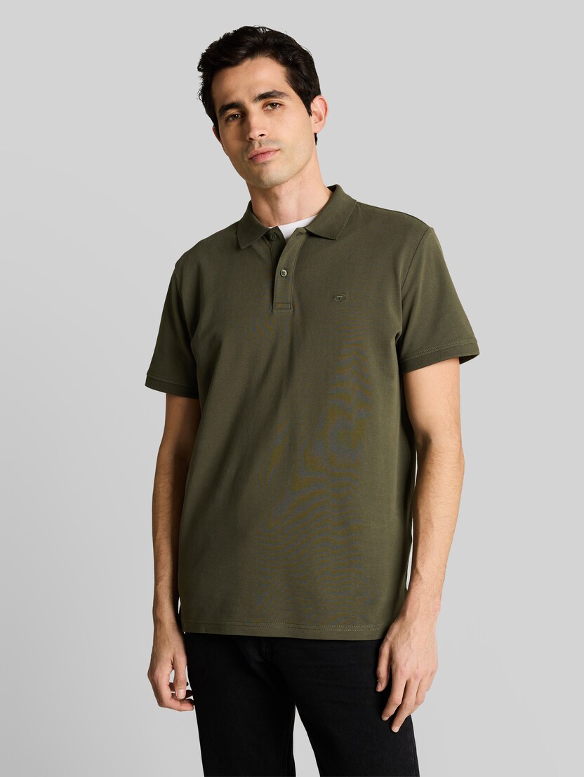 Piqué Poloshirt mit Logo-Stickerei von Men, deep leaf green