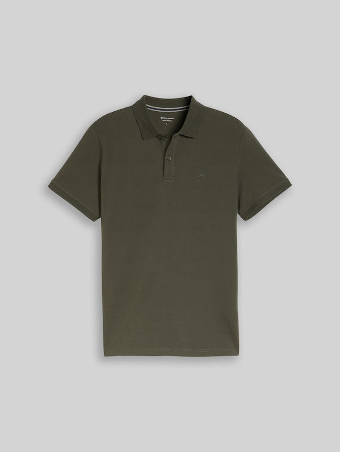 Piqué poloshirt met geborduurd logo door Men, deep leaf green