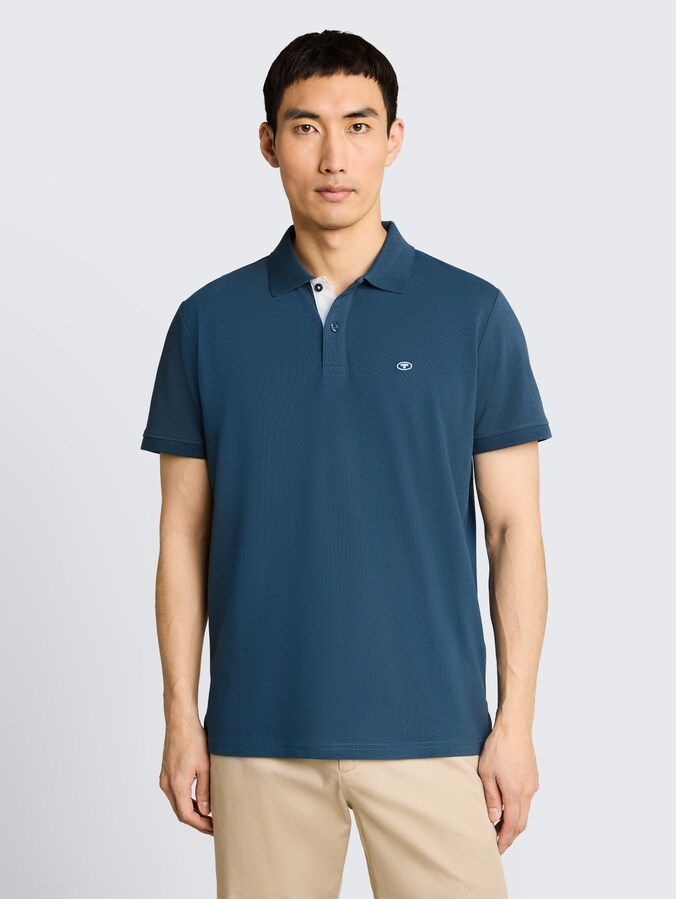 Piqué Poloshirt mit Logo-Stickerei von Men, nighttime blue