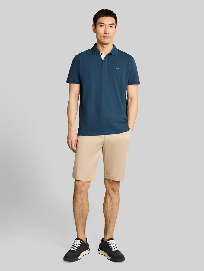 Piqué poloshirt met geborduurd logo door Men, nighttime blue