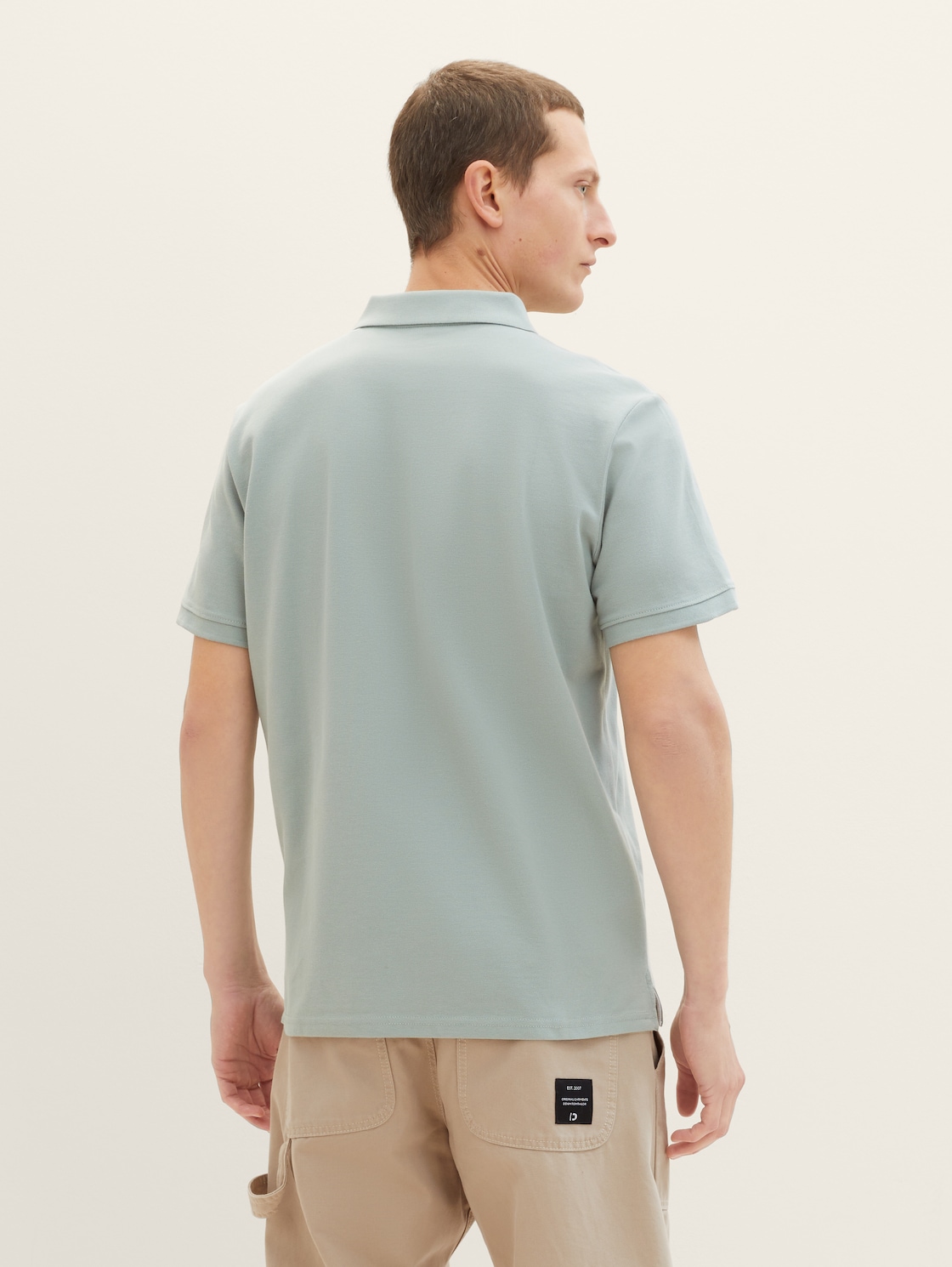 Piqué Poloshirt mit Logo-Stickerei - iced grey mint