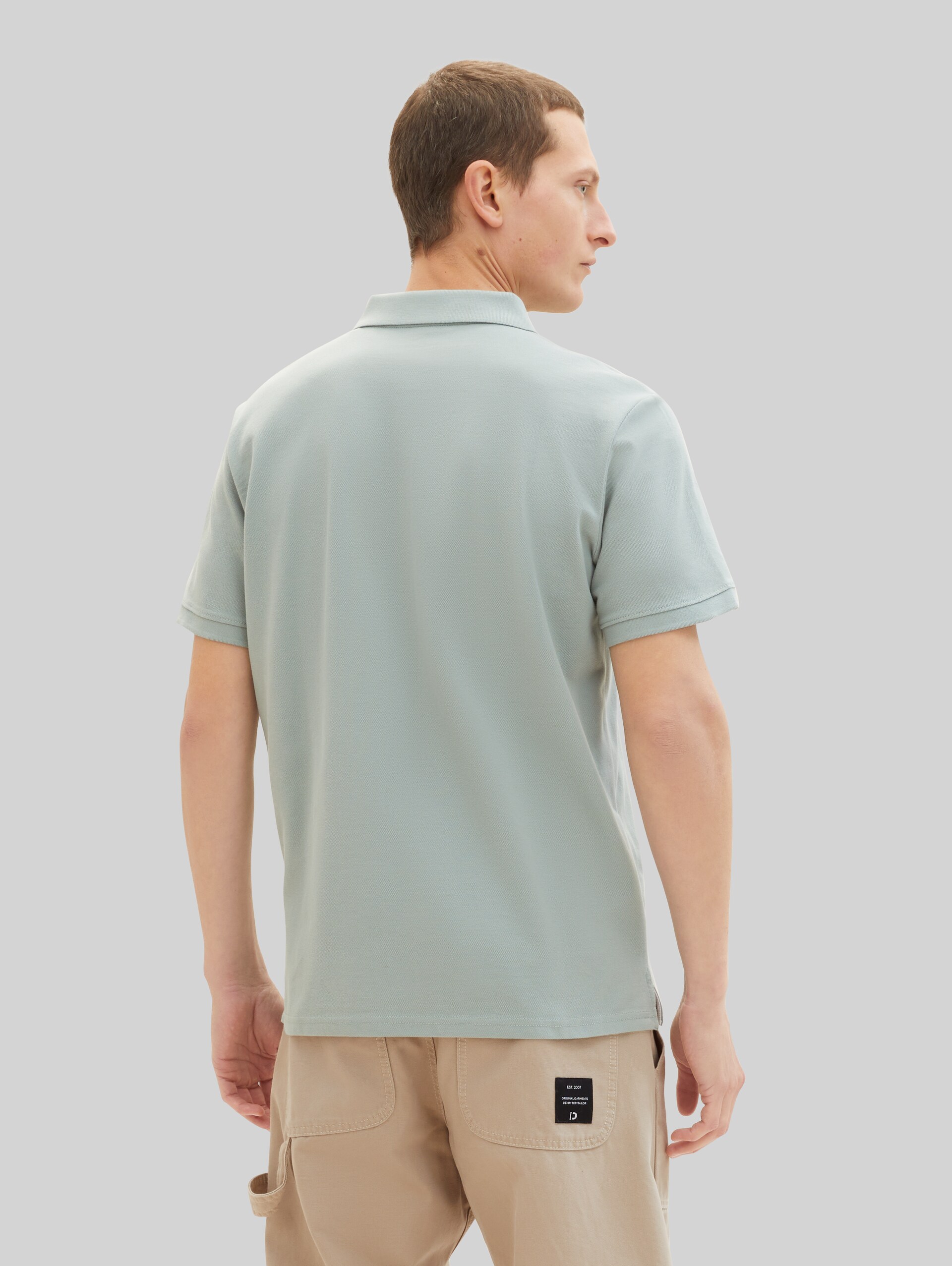 Piqué polo shirt with embroidered logo - iced grey mint
