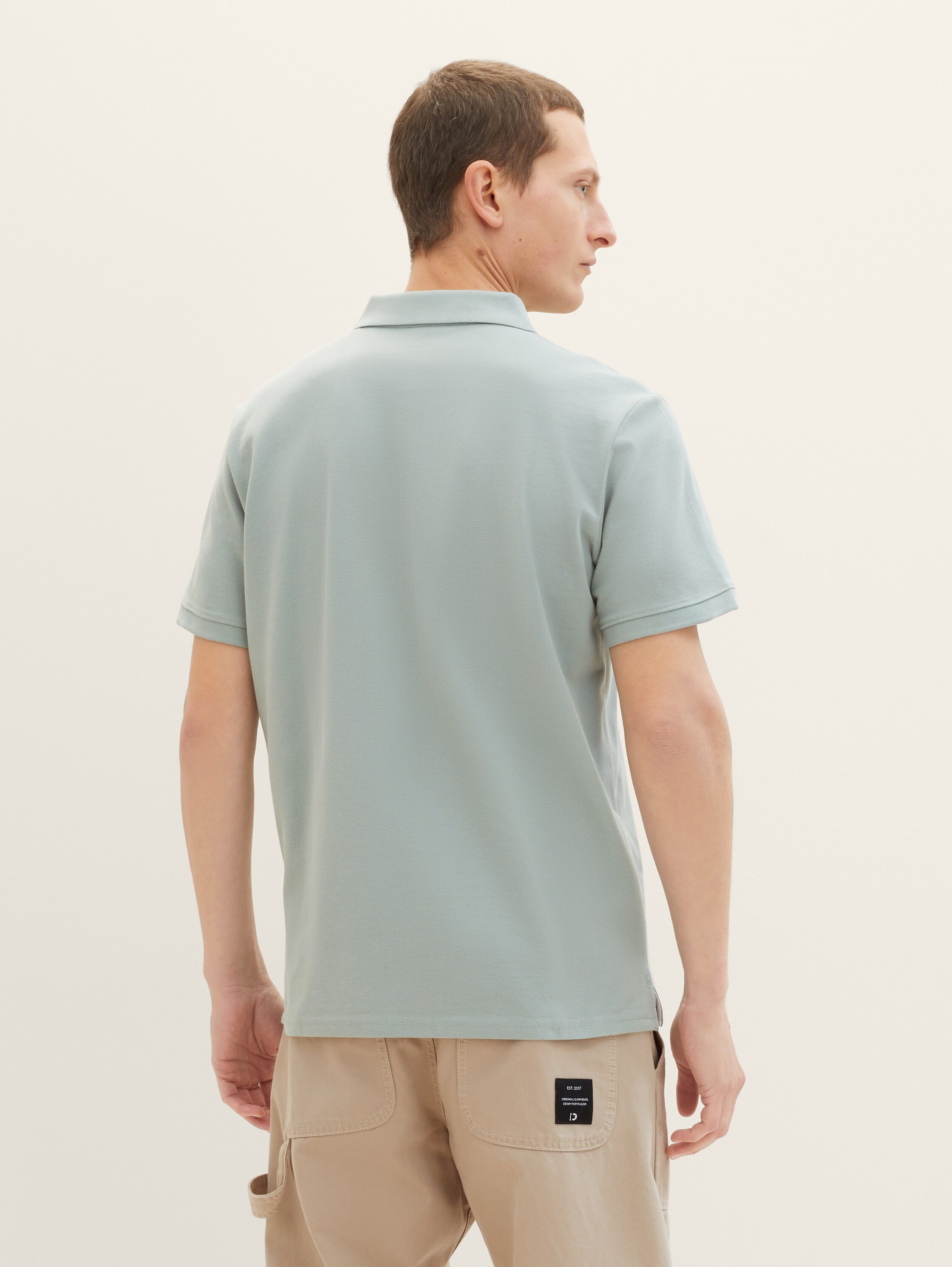 Piqué Poloshirt mit Logo-Stickerei - iced grey mint