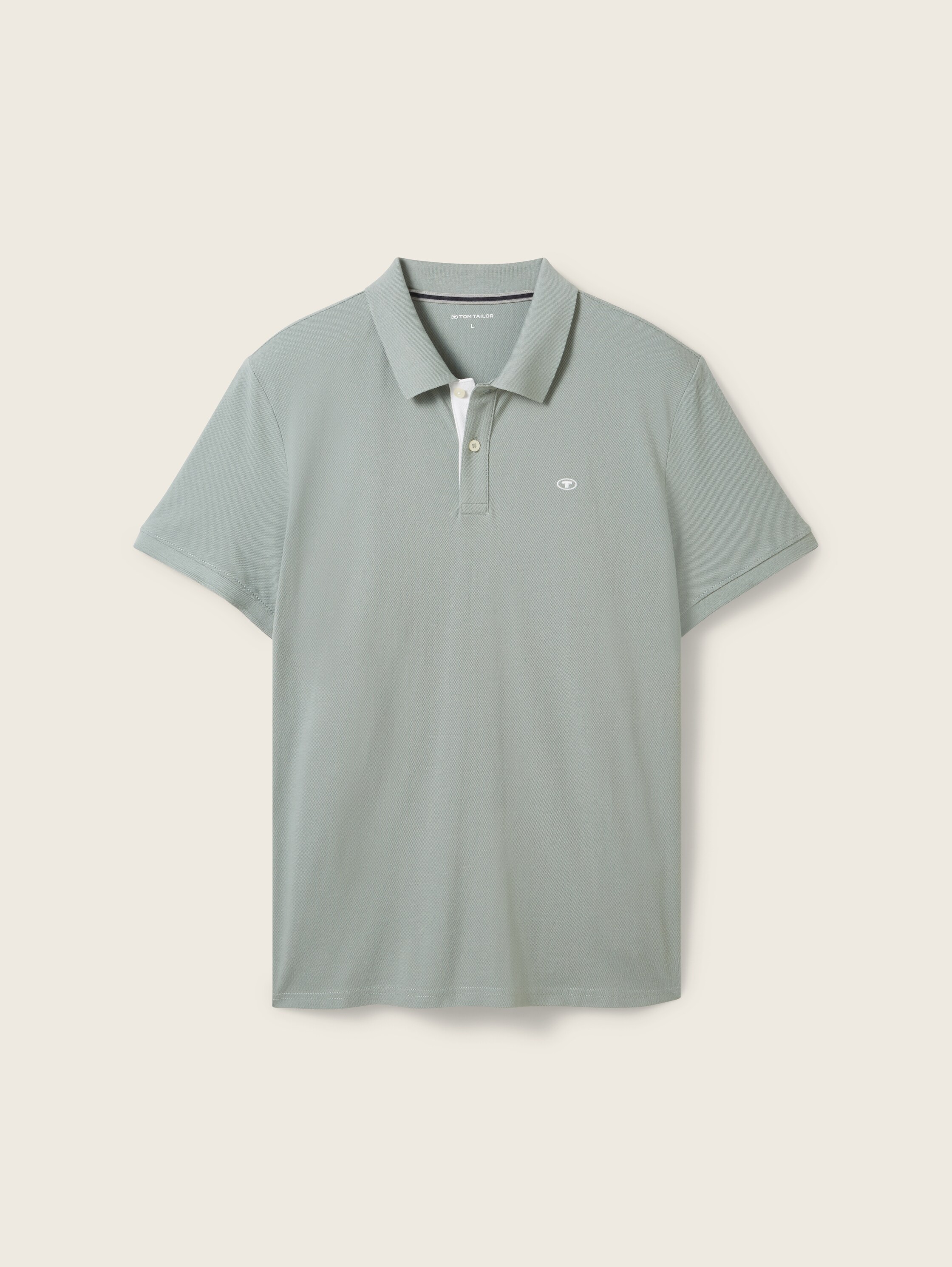 Piqué Poloshirt mit Logo-Stickerei - iced grey mint