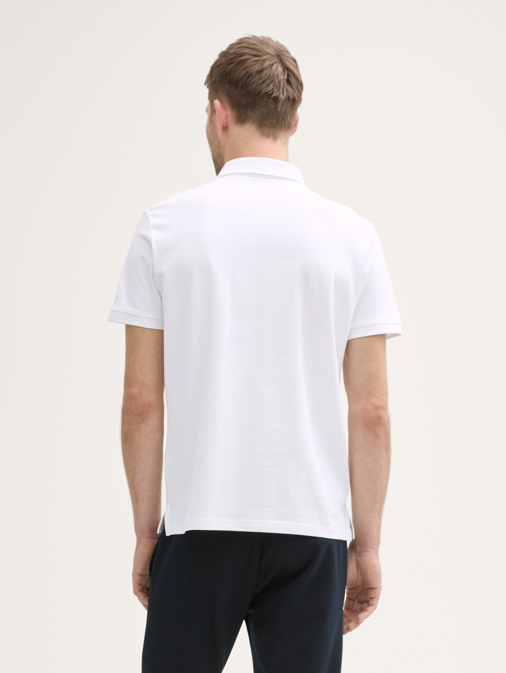 Piqué poloshirt met geborduurd logo - lucid white