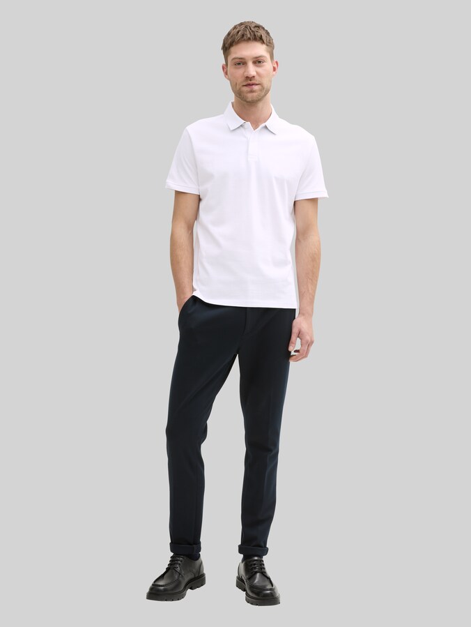 Piqué poloshirt met geborduurd logo door Men, lucid white