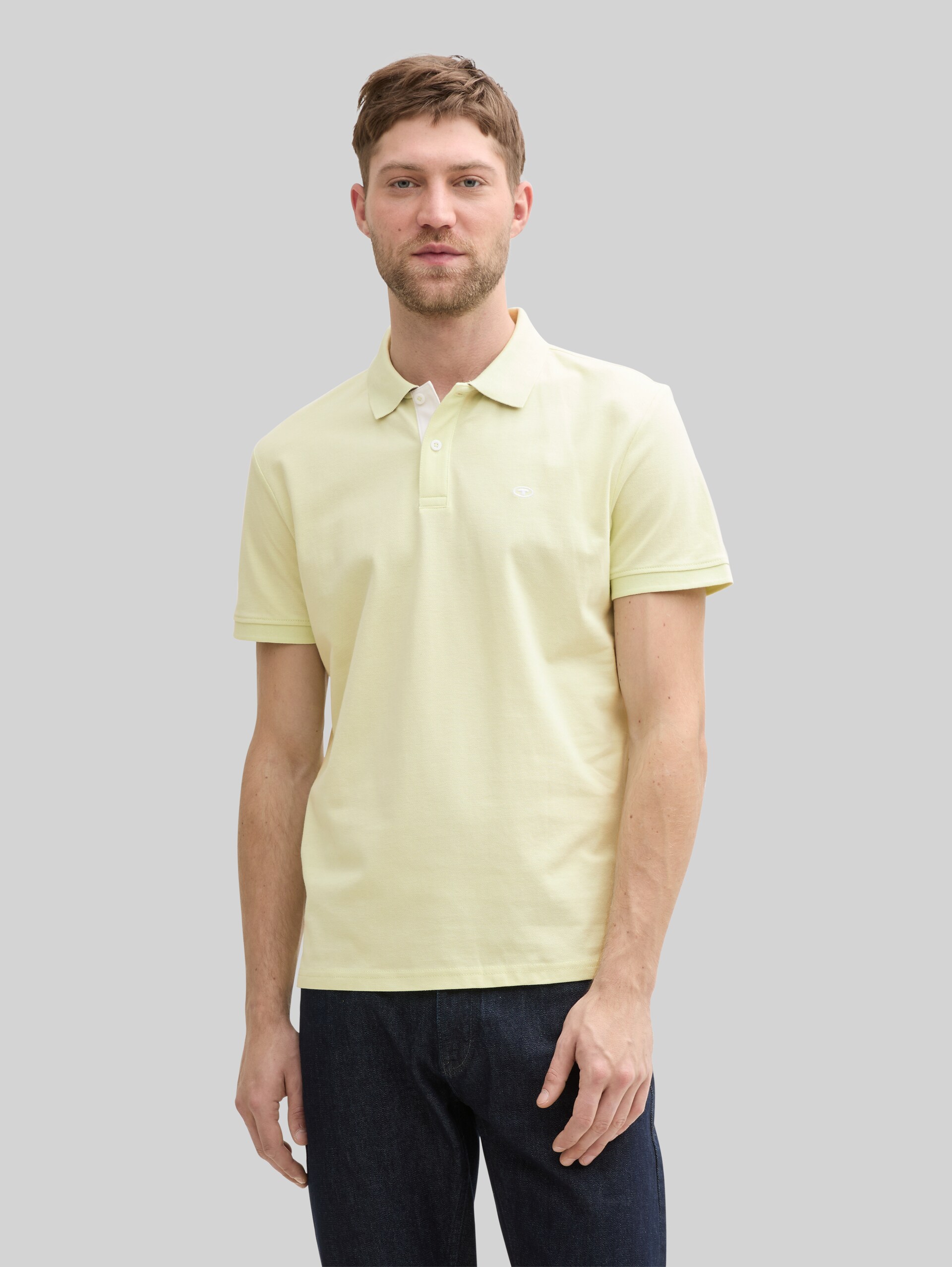 Piqué poloshirt met geborduurd logo - lime cream green