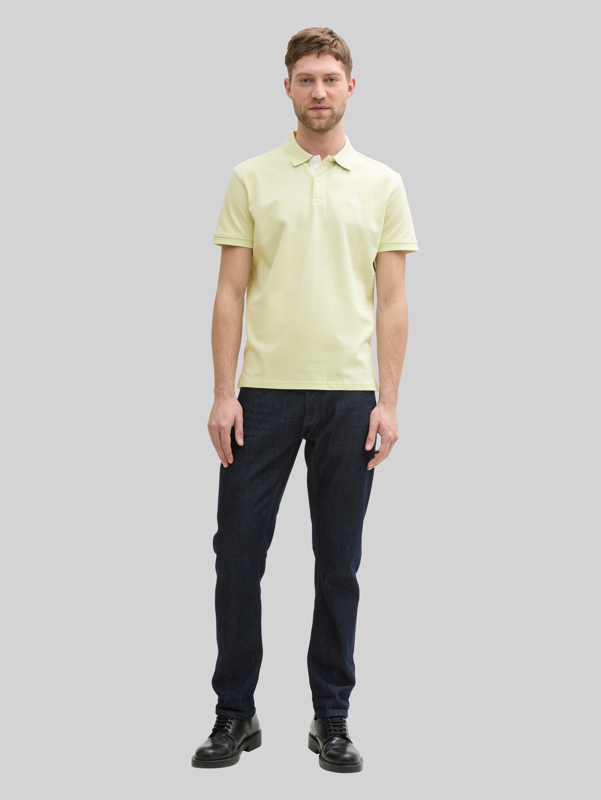 Piqué poloshirt met geborduurd logo - lime cream green