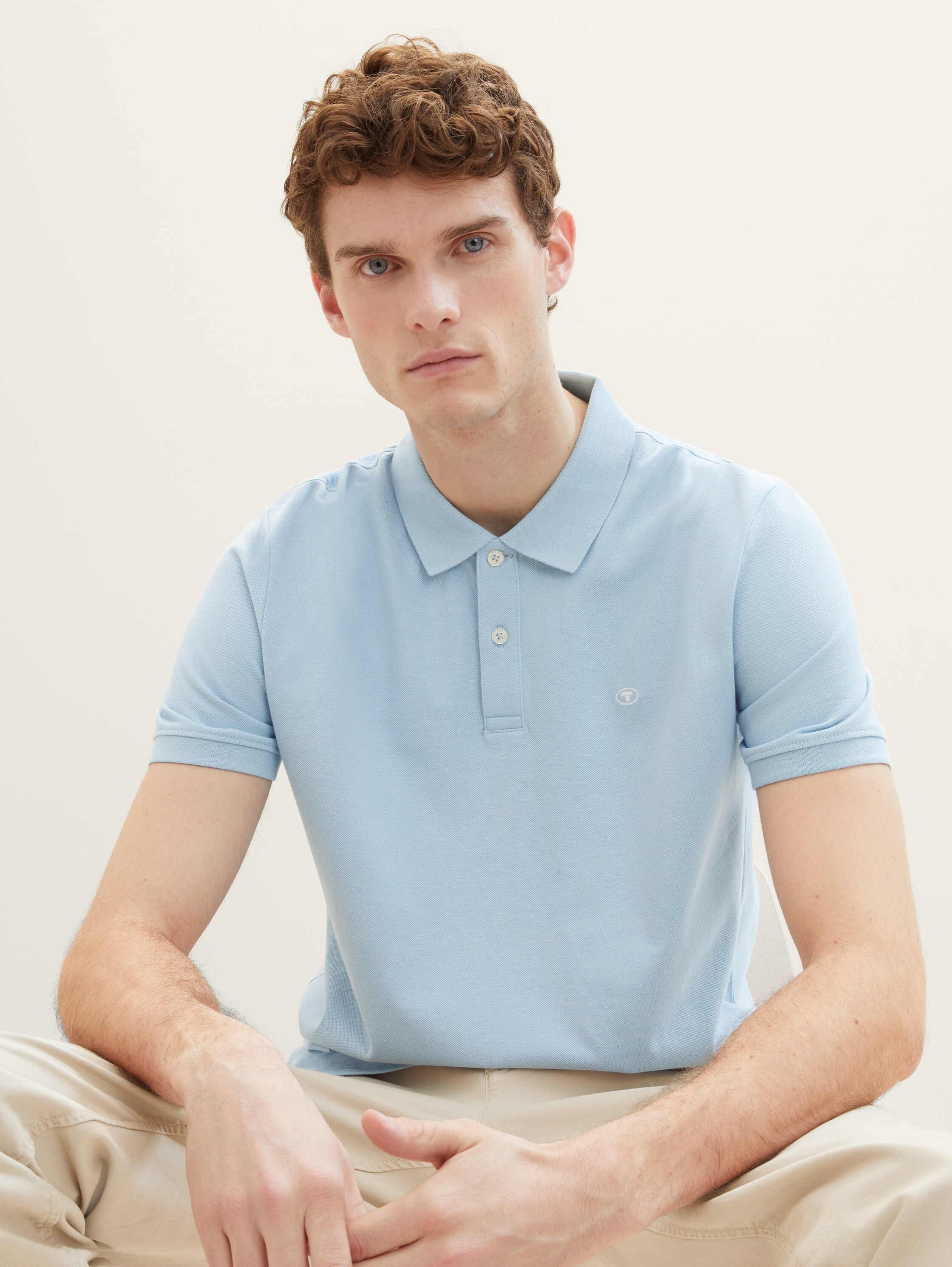 Piqué Poloshirt aus Baumwolle - blau - 