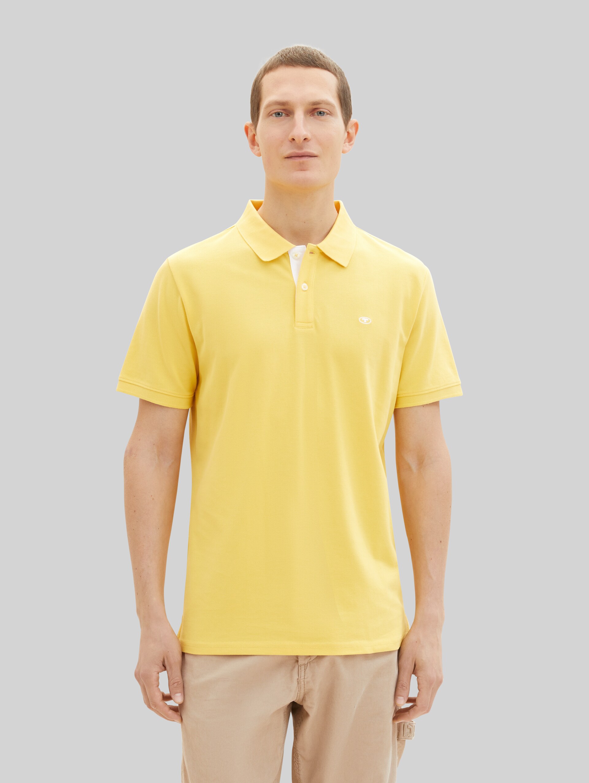Piqué poloshirt met geborduurd logo - sunny yellow