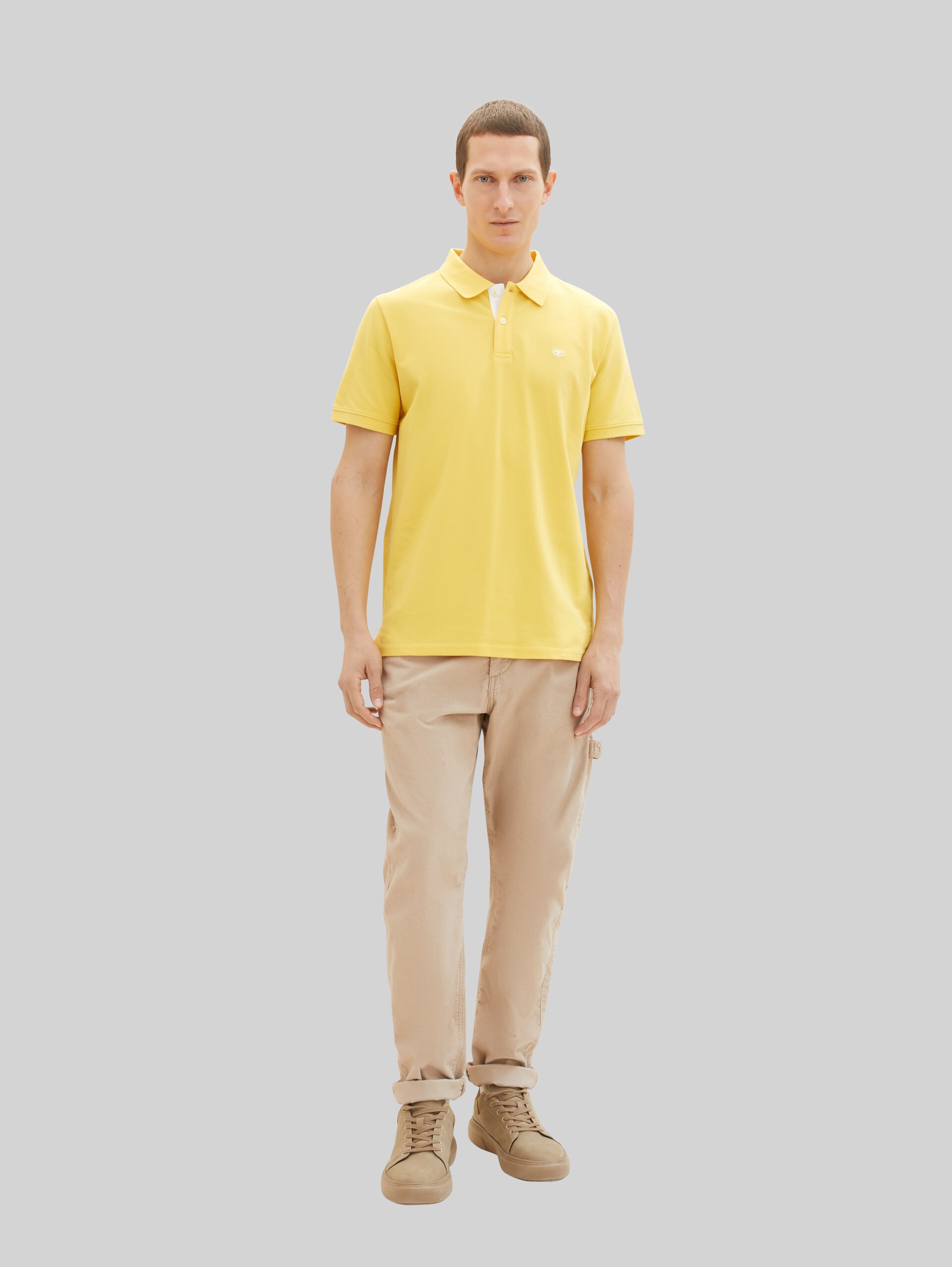 Piqué poloshirt met geborduurd logo - sunny yellow