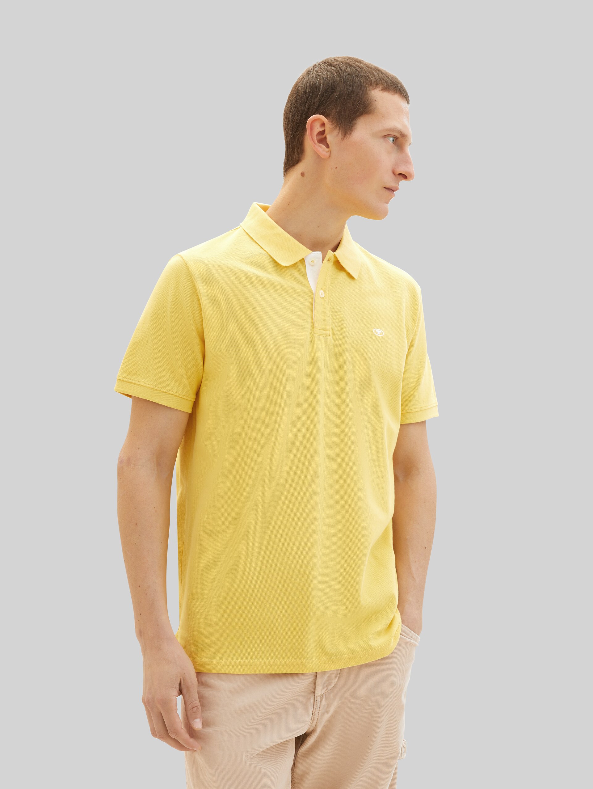 Piqué poloshirt met geborduurd logo - sunny yellow