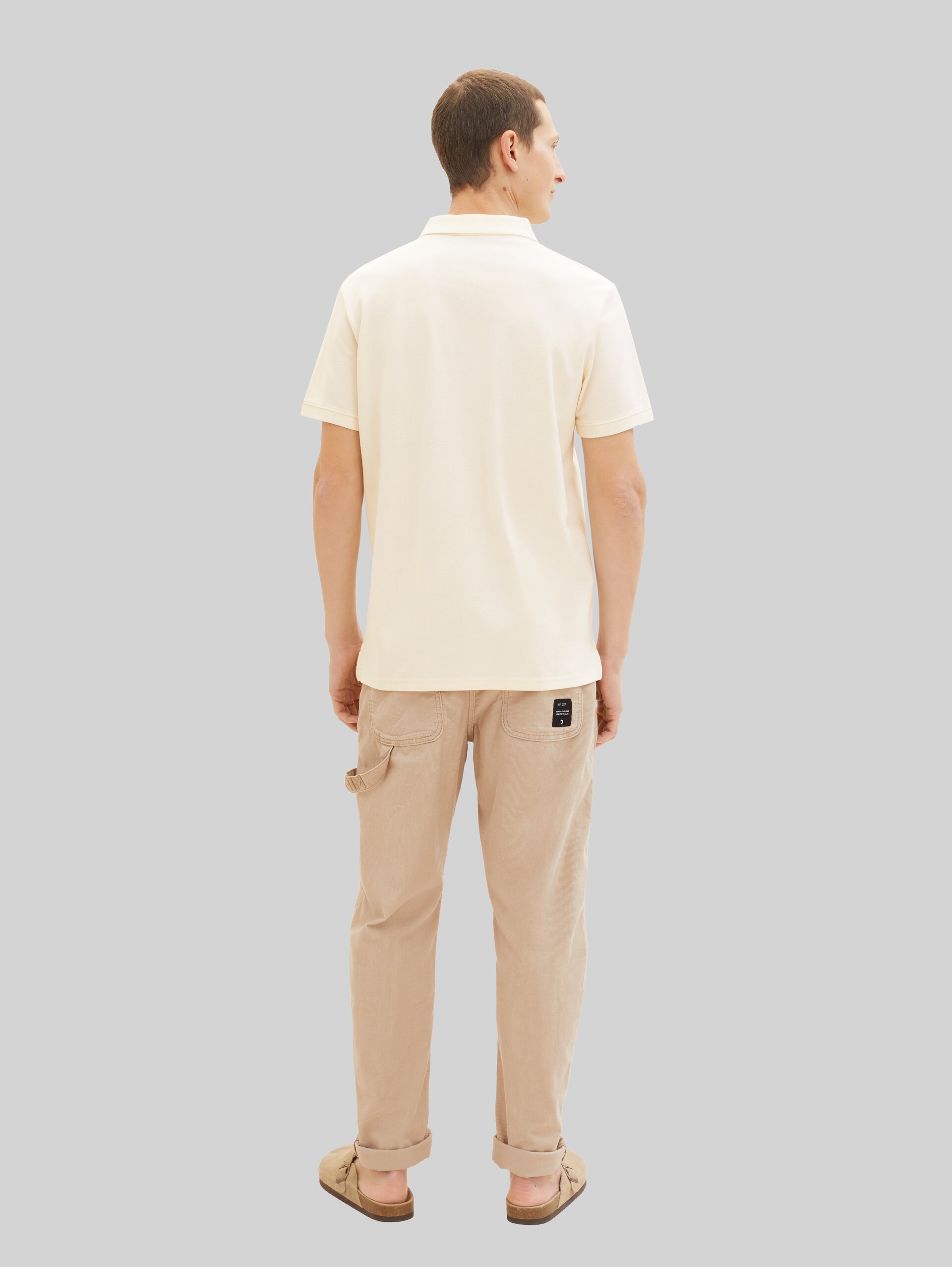 Piqué Poloshirt mit Logo-Stickerei - beige pearl