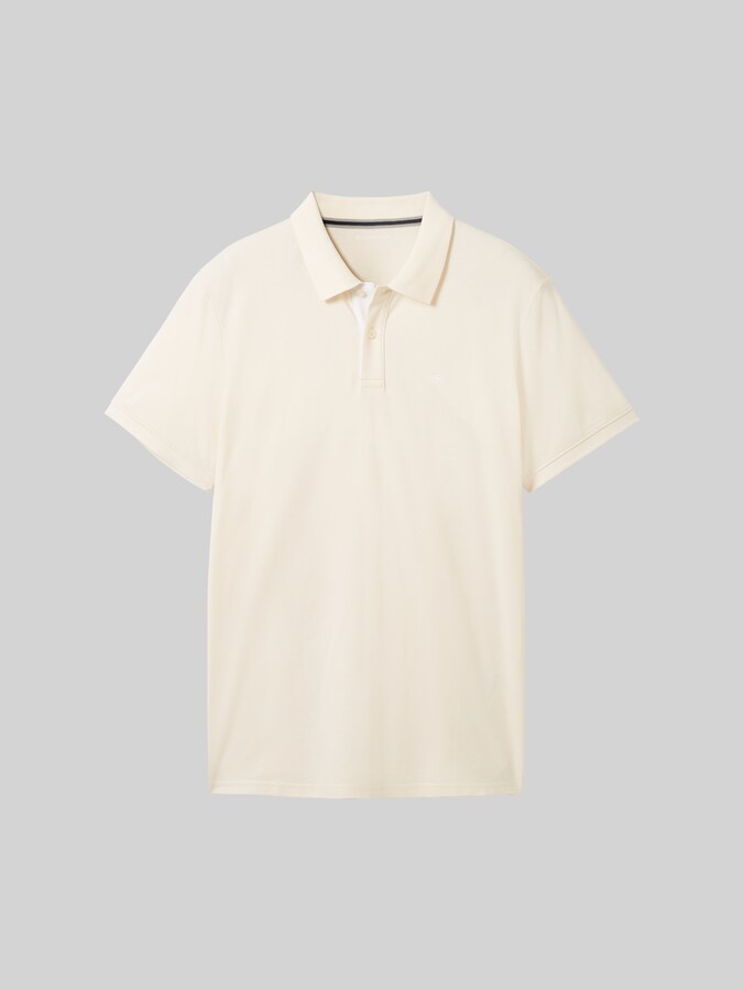 Piqué Poloshirt mit Logo-Stickerei von Men, beige pearl
