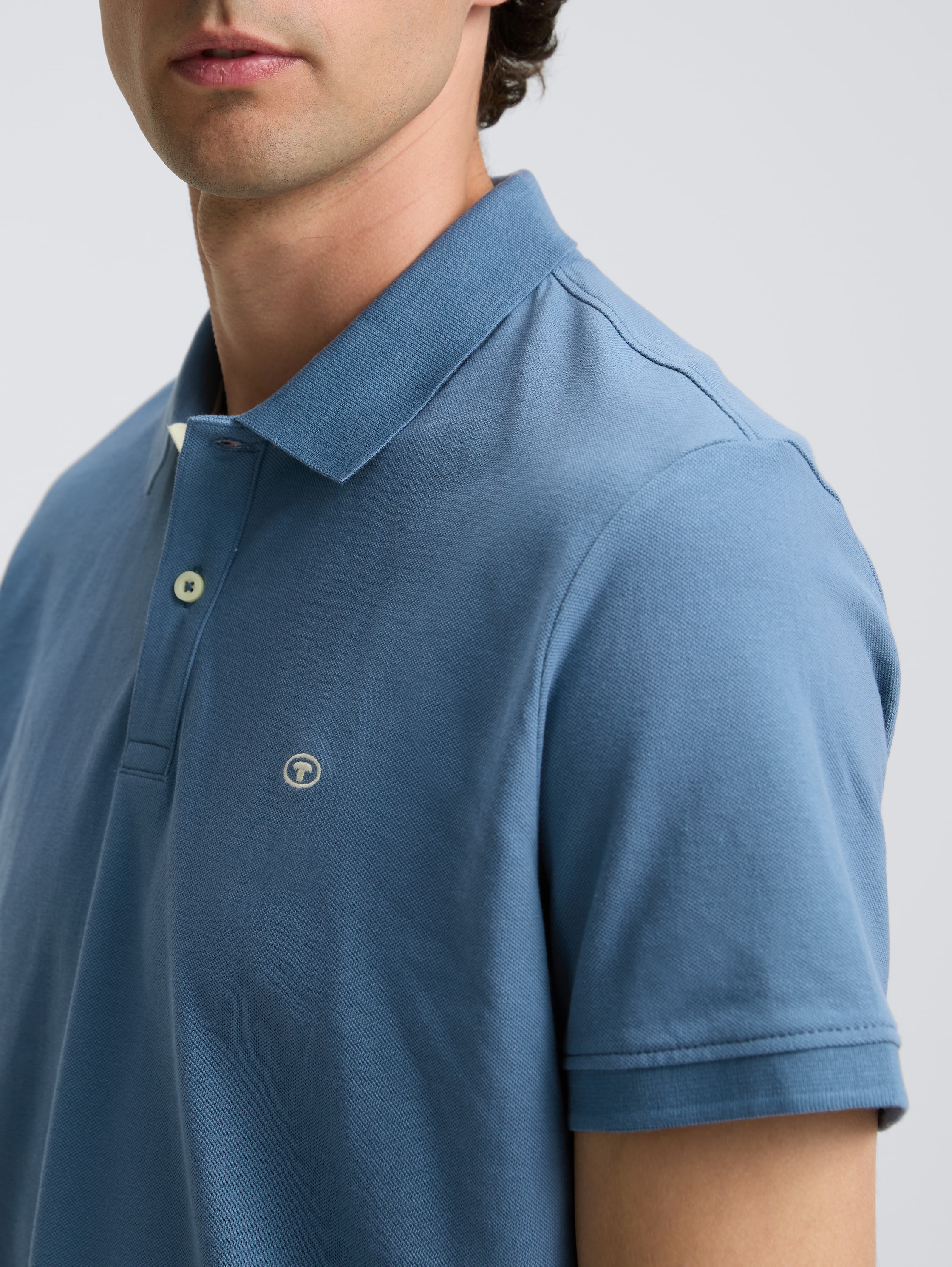 Piqué Poloshirt mit Logo-Stickerei - mystical blue