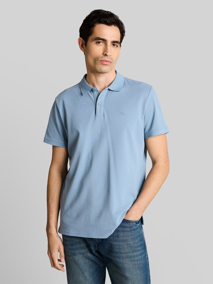 Piqué Poloshirt mit Logo-Stickerei von Men, mountain spring blue