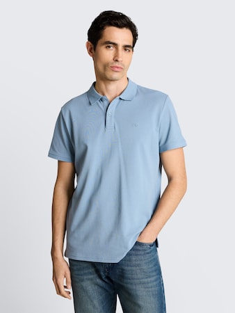 Piqué Poloshirt mit Logo-Stickerei von Men, mountain spring blue