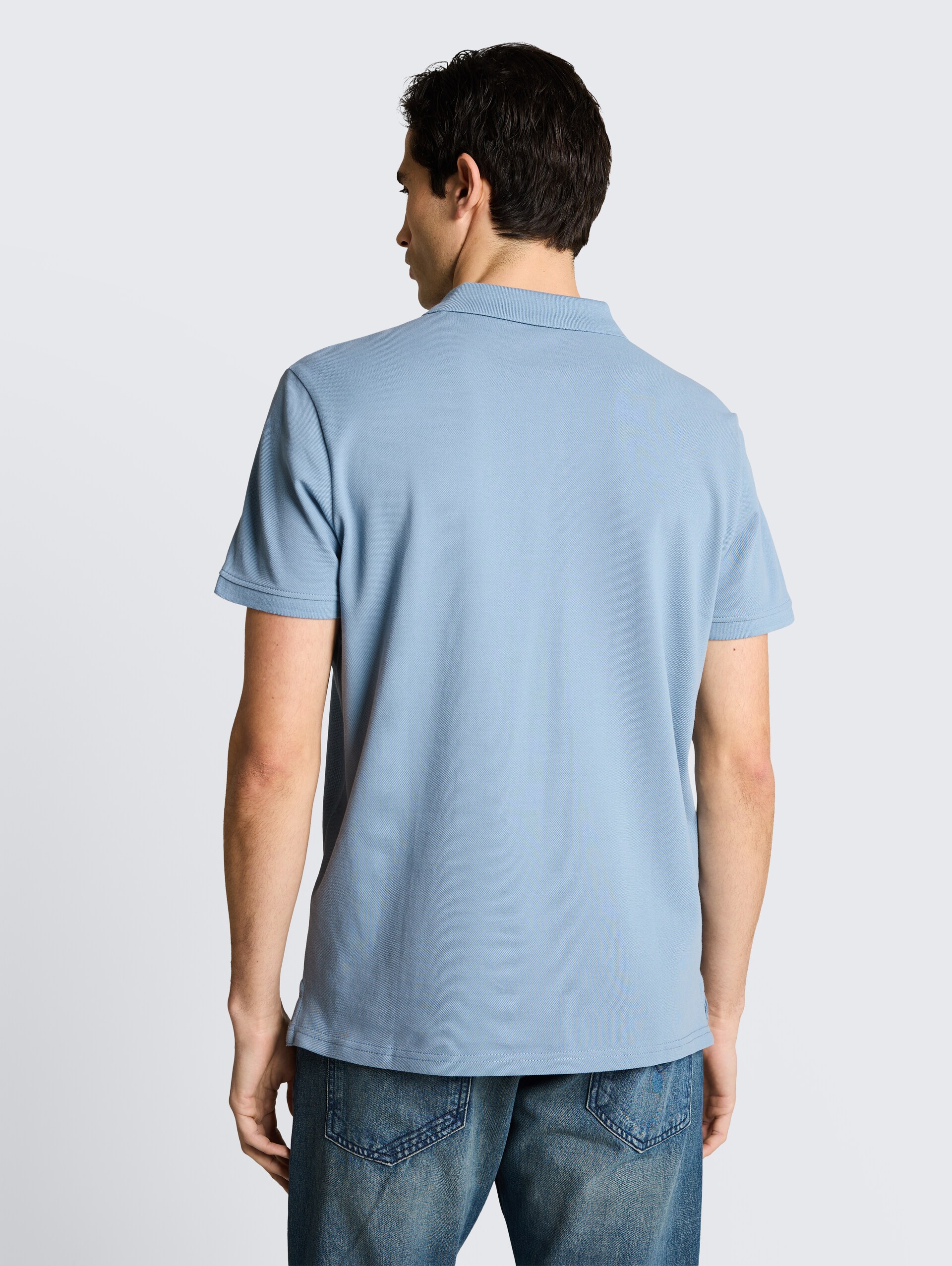 Piqué Poloshirt mit Logo-Stickerei - mountain spring blue