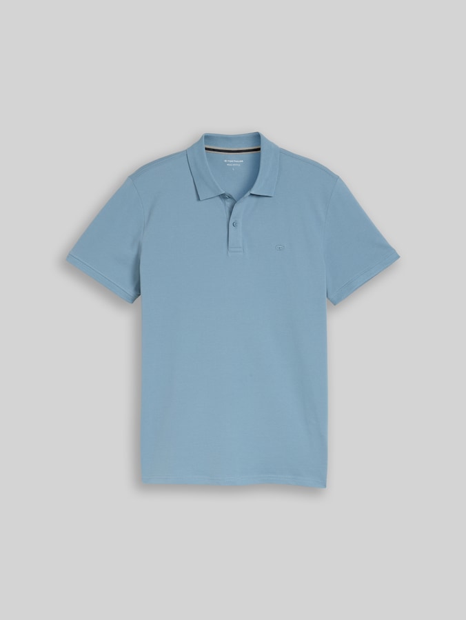 Piqué poloshirt met geborduurd logo door Men, mountain spring blue