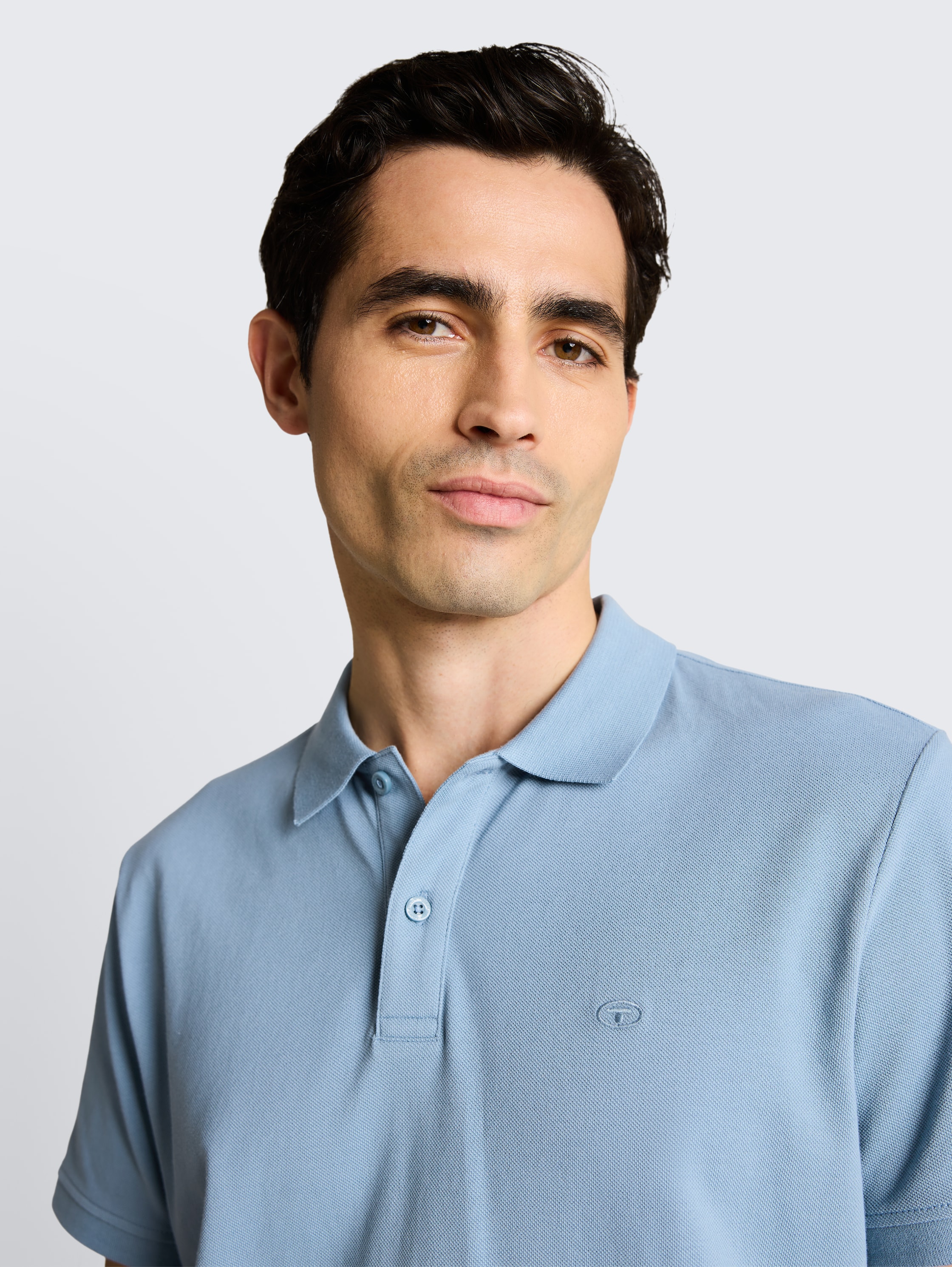 Piqué poloshirt met geborduurd logo - mountain_spring_blue - 