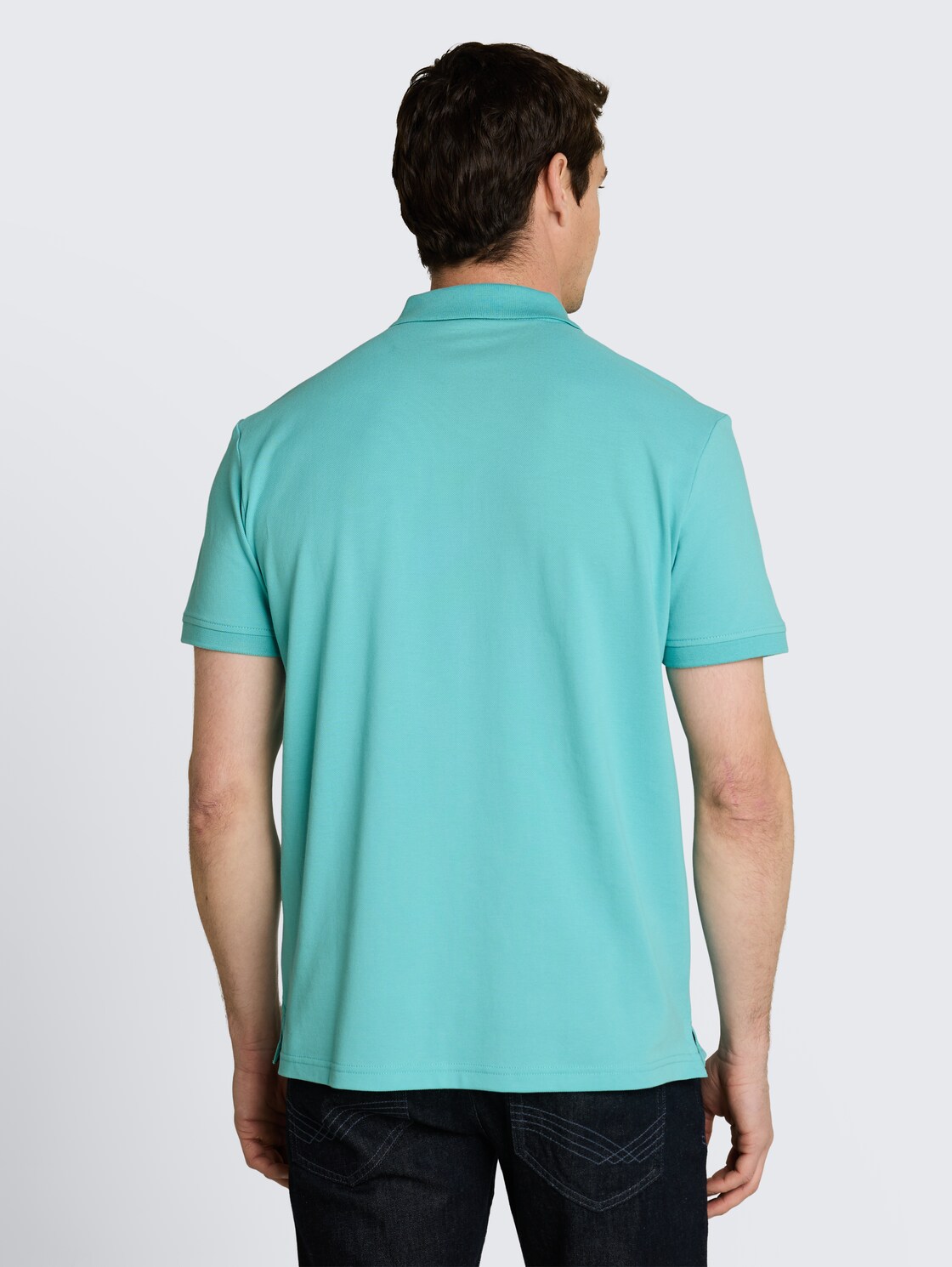 Piqué Poloshirt mit Logo-Stickerei - river teal