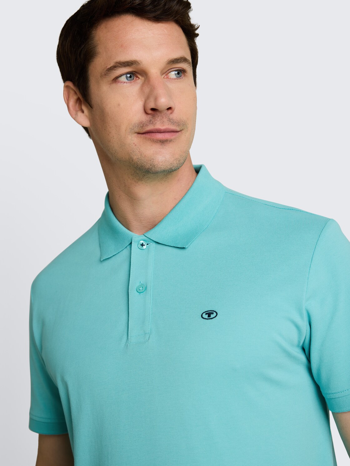 Piqué Poloshirt mit Logo-Stickerei - river teal