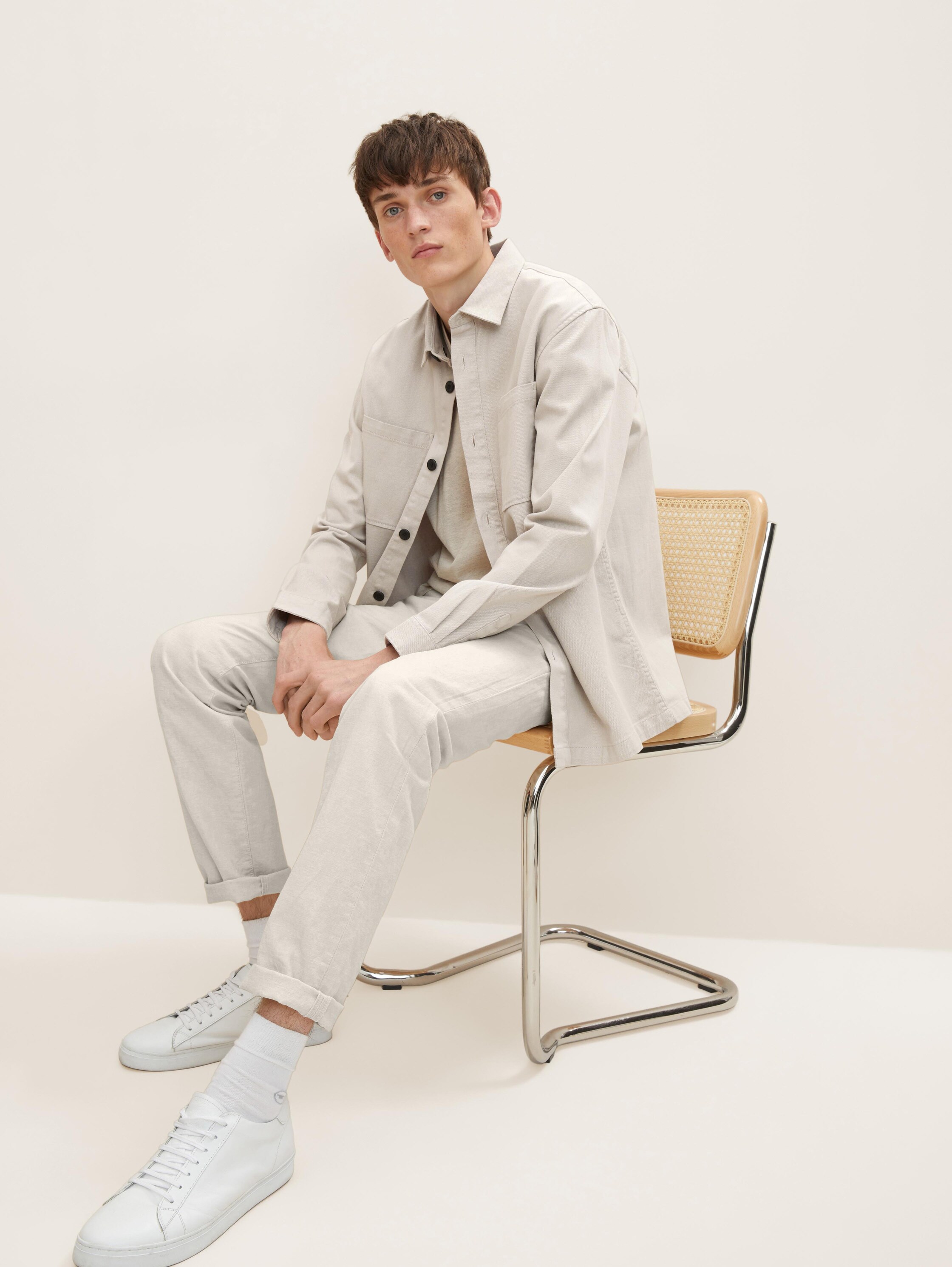 Relaxed fit shirt jacket - light dove grey