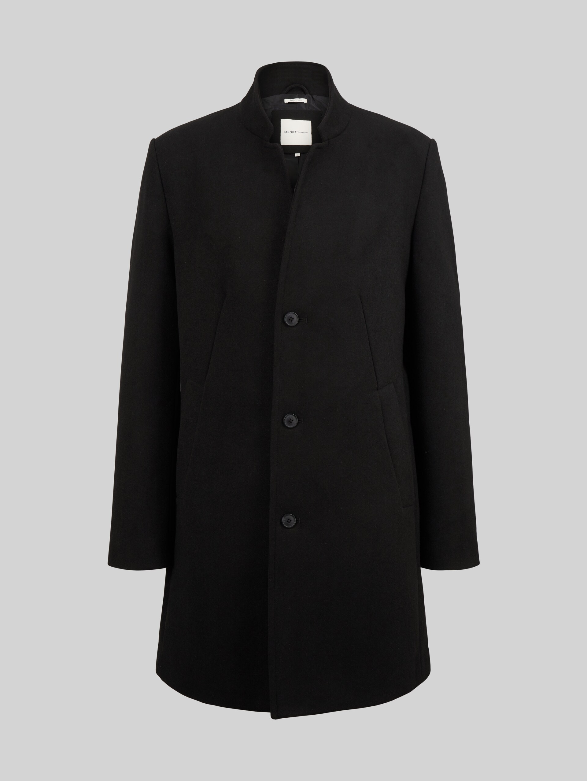Wollmantel - Black - Vorder-Produkt-Ansicht