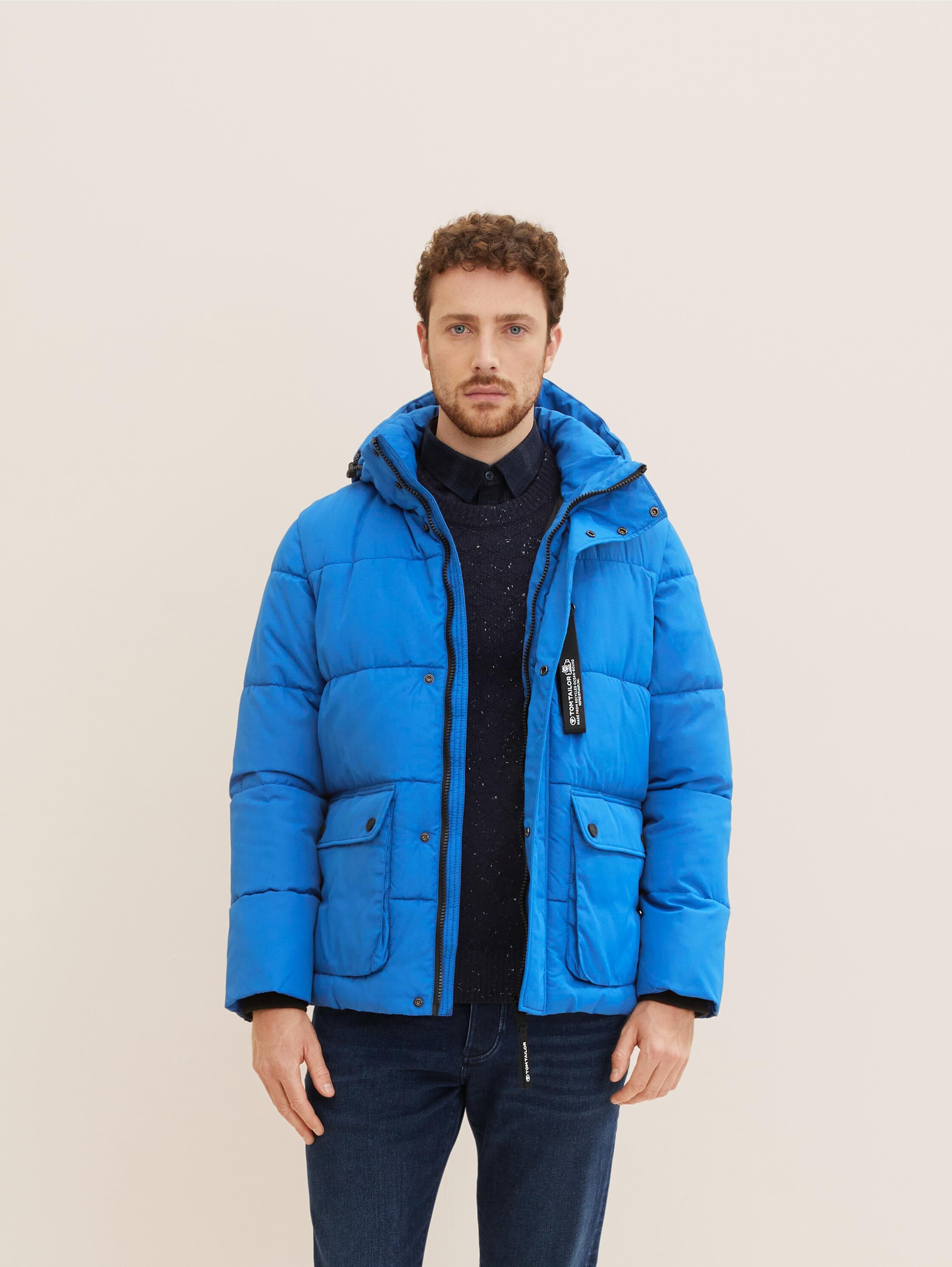 Pufferjacke mit Kapuze - REPREVE(R) Our Ocean(R) - hockey blue - Model-Vorderansicht