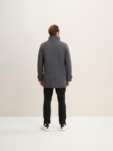 2 in 1 Wollmantel - dark grey black herringbone - Model-Rückansicht