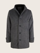 2 in 1 Wollmantel - dark grey black herringbone - Vorder-Produkt-Ansicht