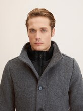 2 in 1 Wollmantel - dark grey black herringbone - Detail-Model-Ansicht