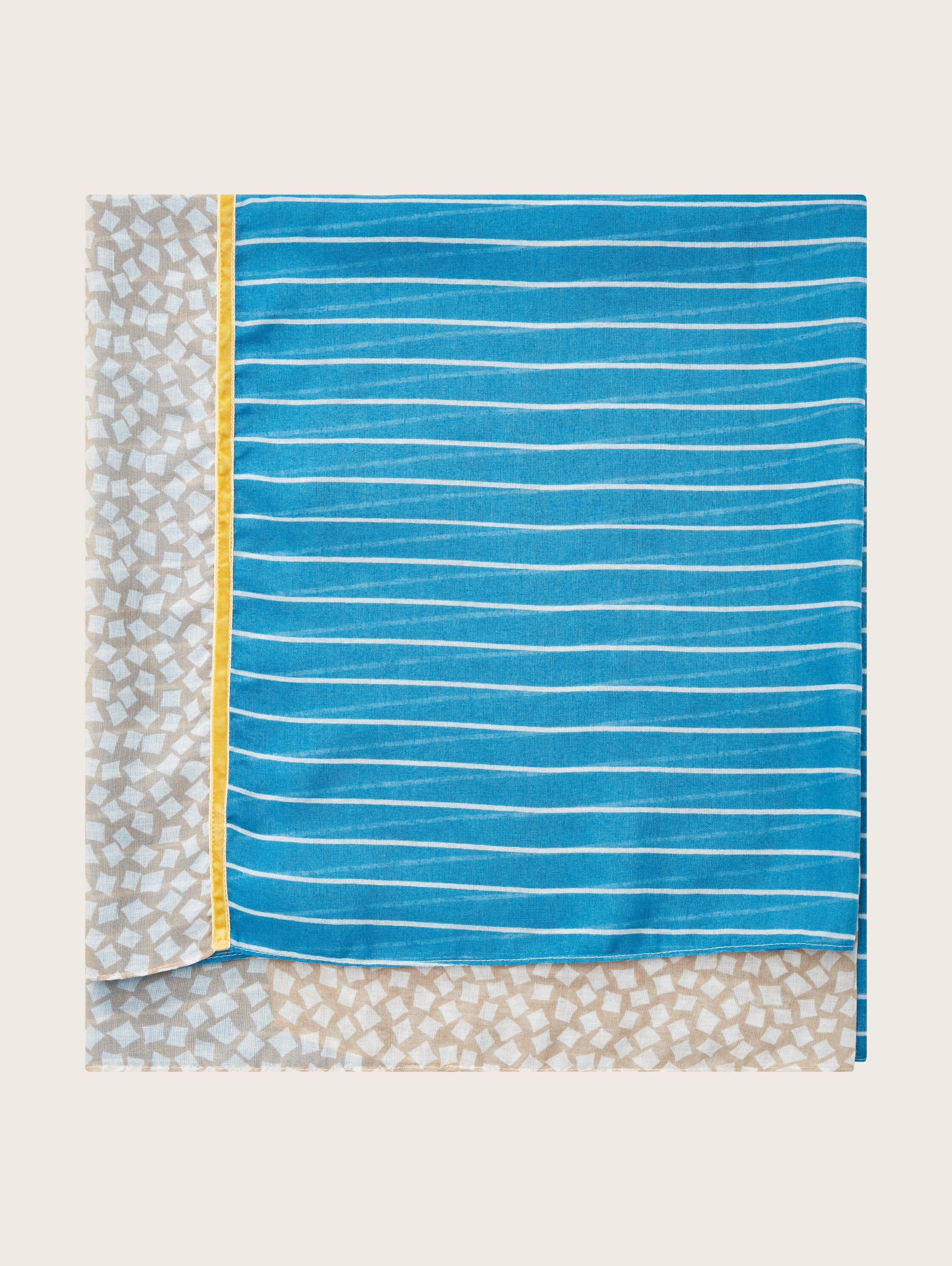 Gedessineerde tubesjaal - beige geometric design - Materiaalweergave