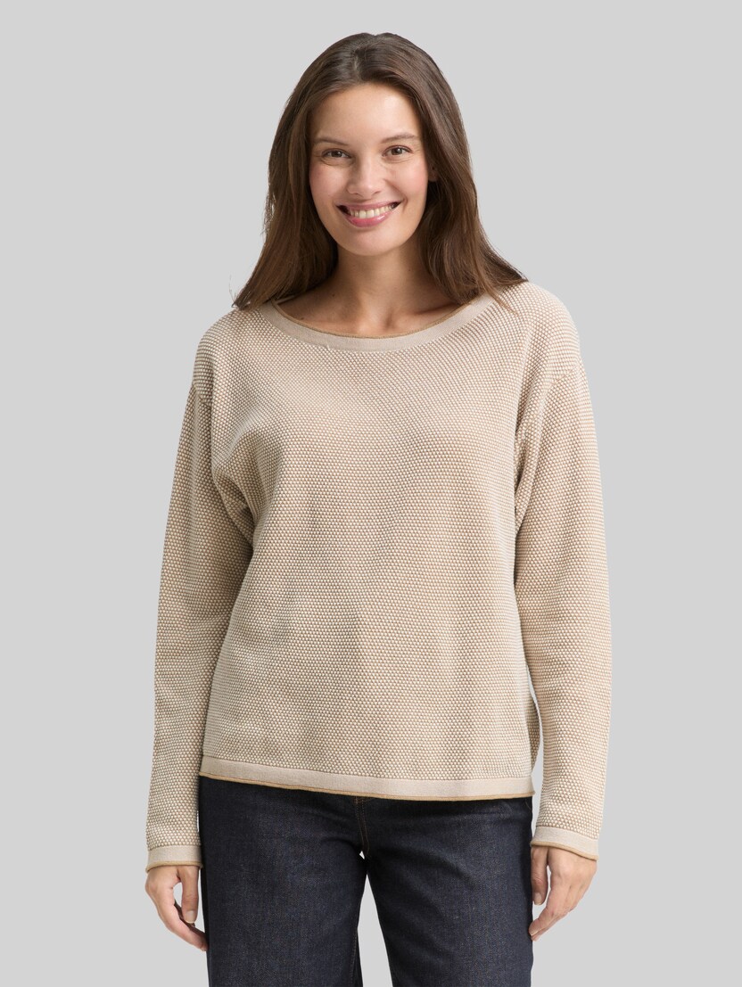 Katoenen gebreide trui met losse pasvorm door Women, beige bubble structure