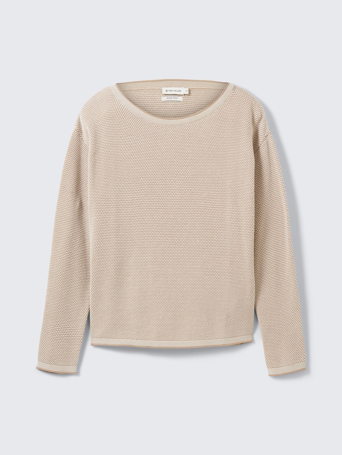 Loose Fit Strickpullover aus Bio-Baumwolle - beige bubble structure