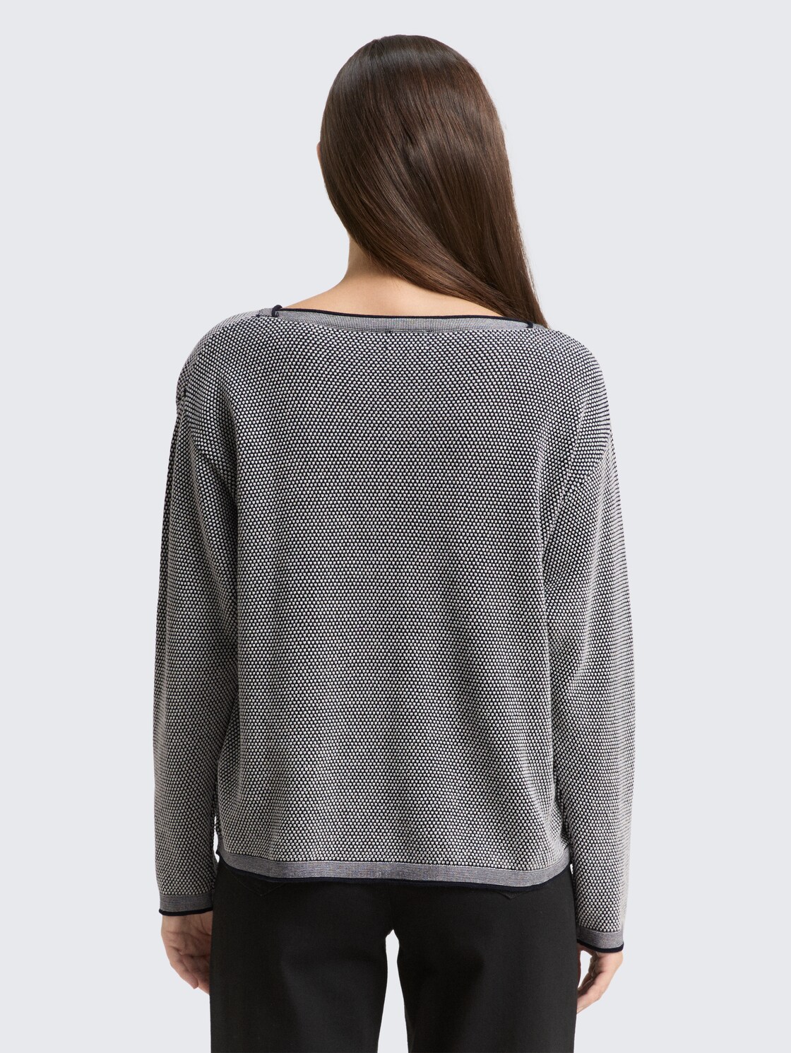 Loose Fit Strickpullover aus Bio-Baumwolle - navy bubble structure